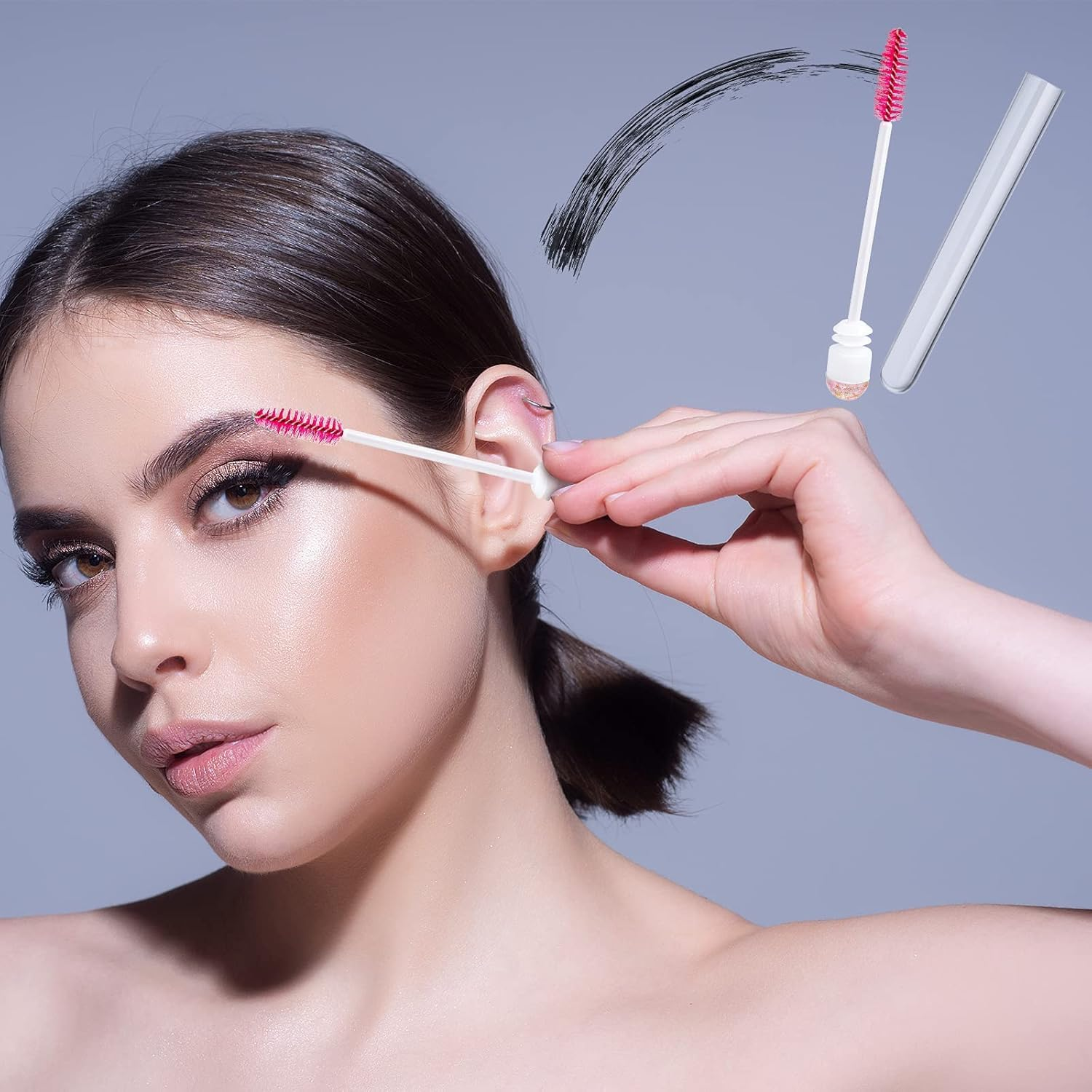 Fokmuaex 4Pcs Eyelash & Eyebrow Brush Keychain - Portable Travel Makeup Tools for Beginners, Lightweight Easy to Use Eyelash Brushes for On-The-Go image number 5