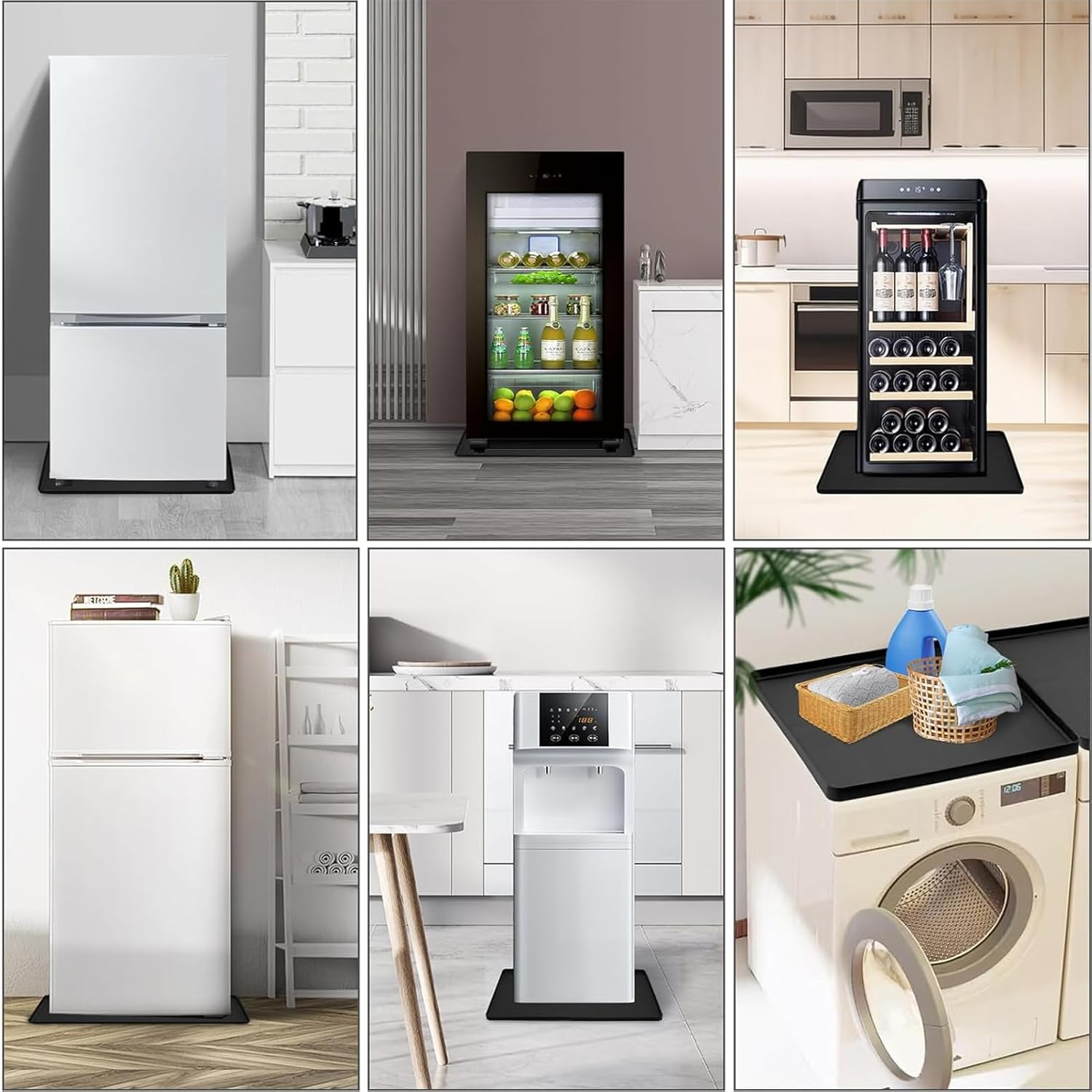 Aping Mini Fridge Silicone Mat with Raised Edges, Washer and Dryer Top Protector Mat,24''X24'', Refrigerator Floor Protector Mat, Mini Fridge Drip Pan Tray Protect from Water Leakage (Black) image number 3