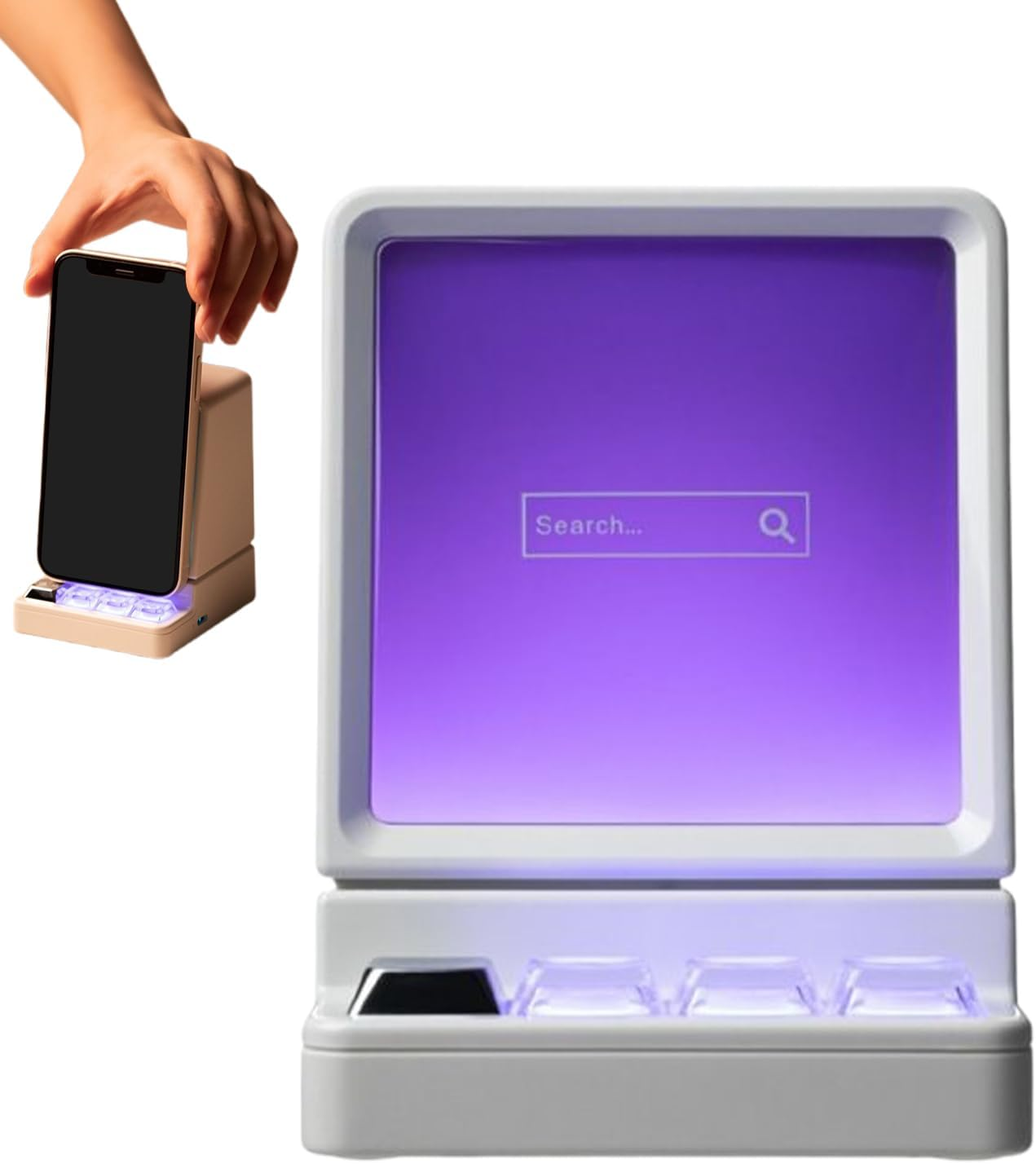 Phone Speaker Stand - Induction Audio Cellphone Mount - Lightweight Computer Shape Phone Stand with RGB Light and Wireless Speaker for Study Room, Home, Desktop, Travel