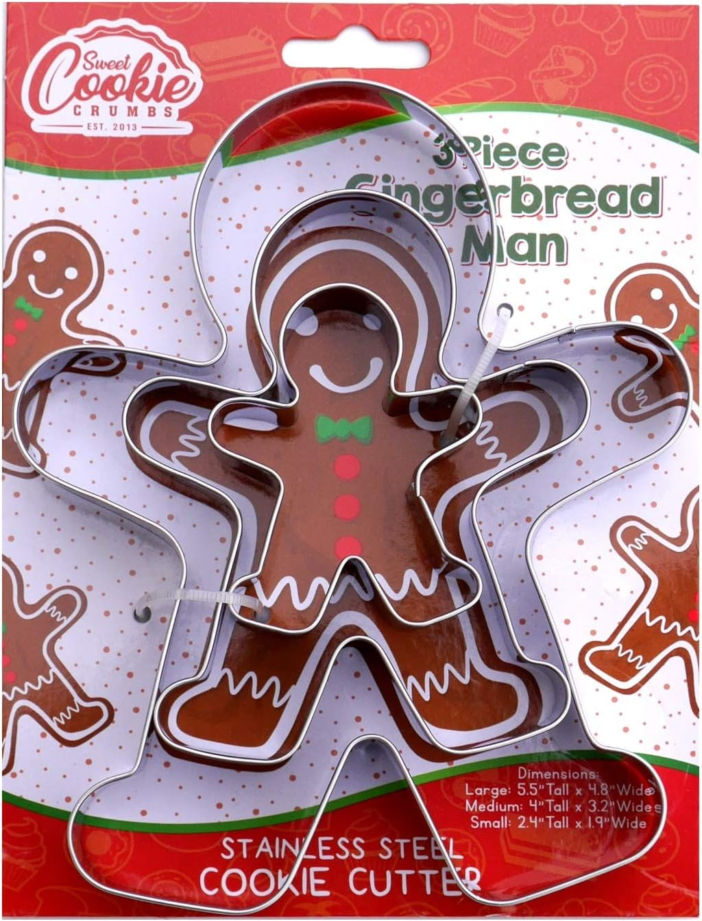 Gingerbread Man Cookie Cutter Set, 3 Piece, Stainless Steel image number 4