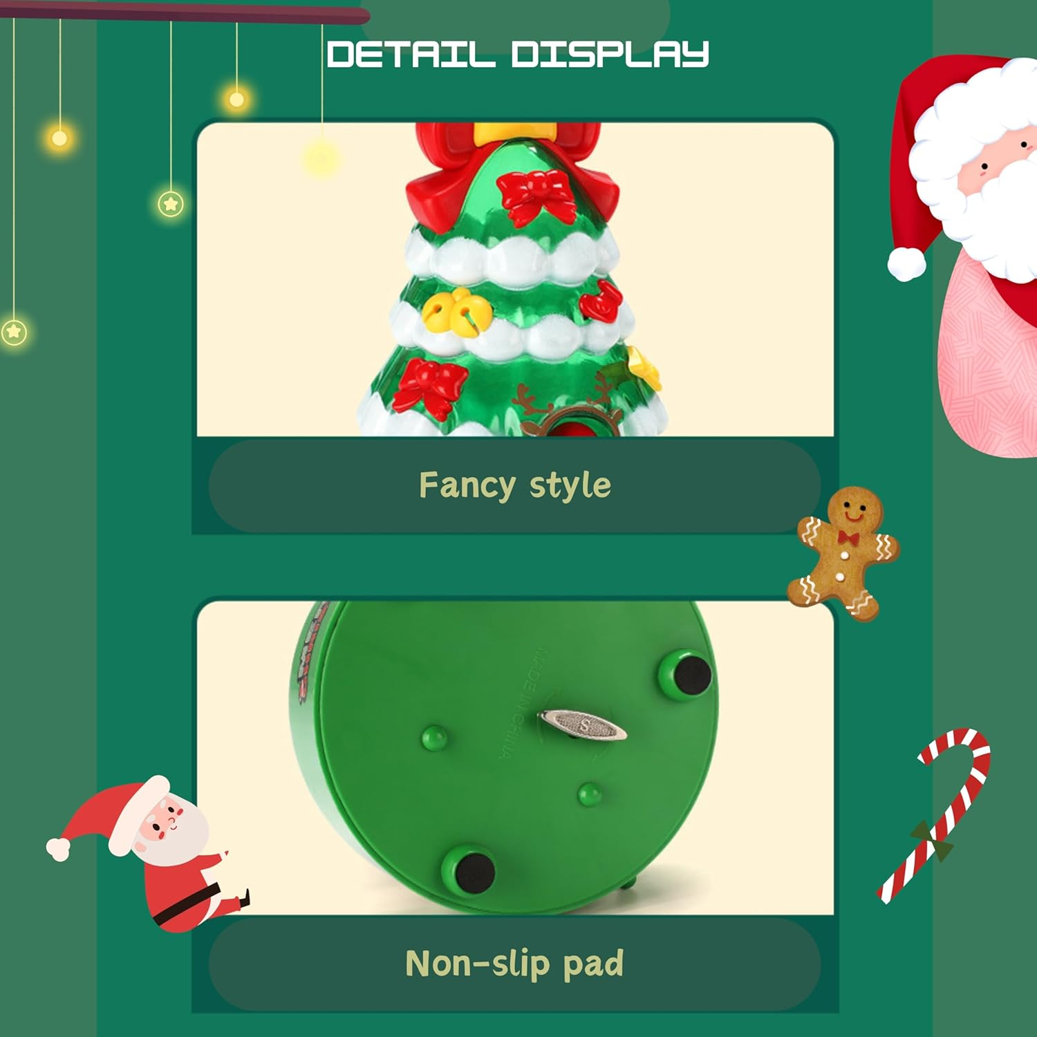 Christmas Tree Music Box with Rotating Snowman, 'We Wish You a Merry Christmas' Song image number 2