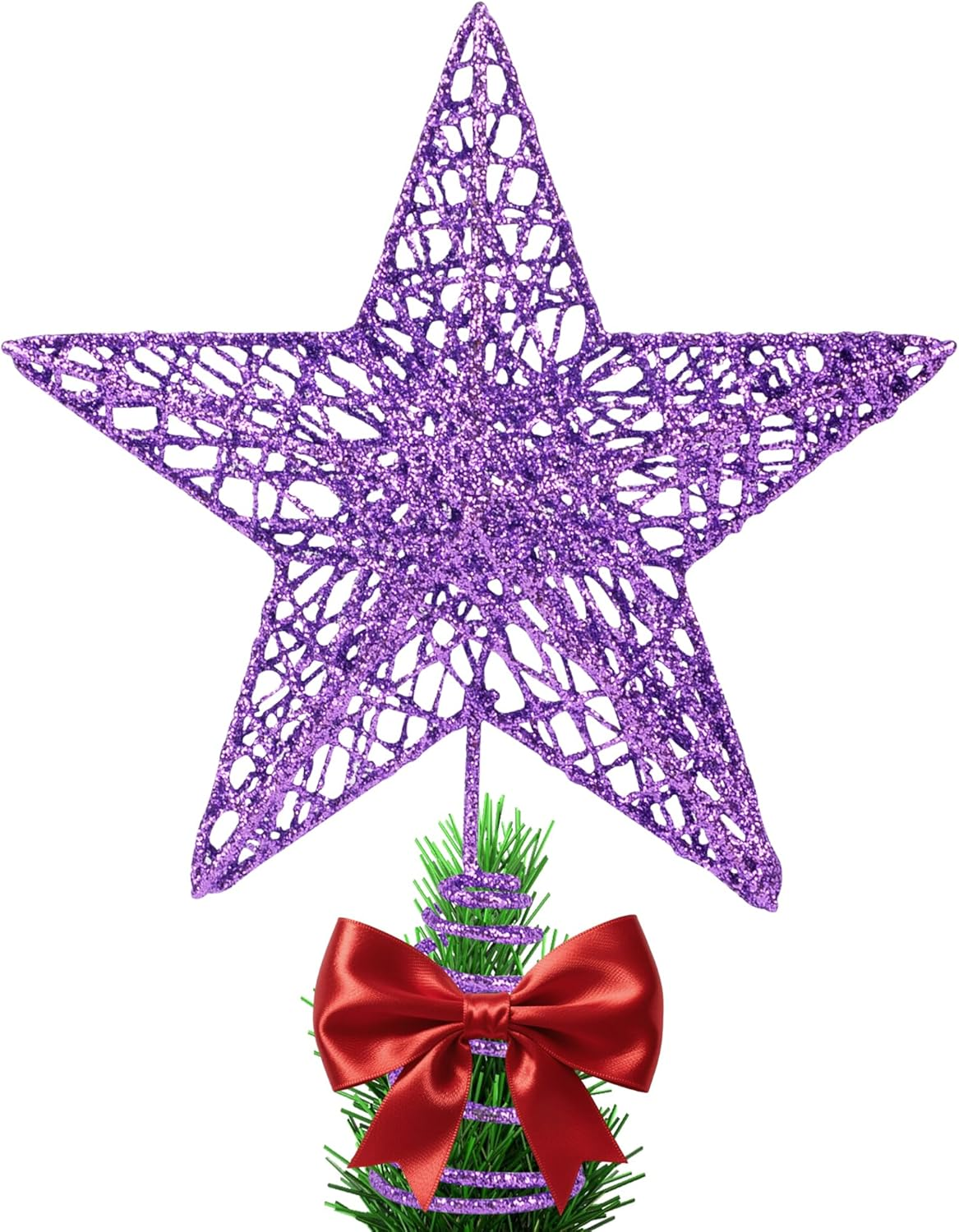 Silver Star Christmas Tree Topper Star for Christmas Tree Metal Xmas Tree Topper for Christmas Decorations Ornaments H 20Cm/8Inch W 15Cm/6Inch