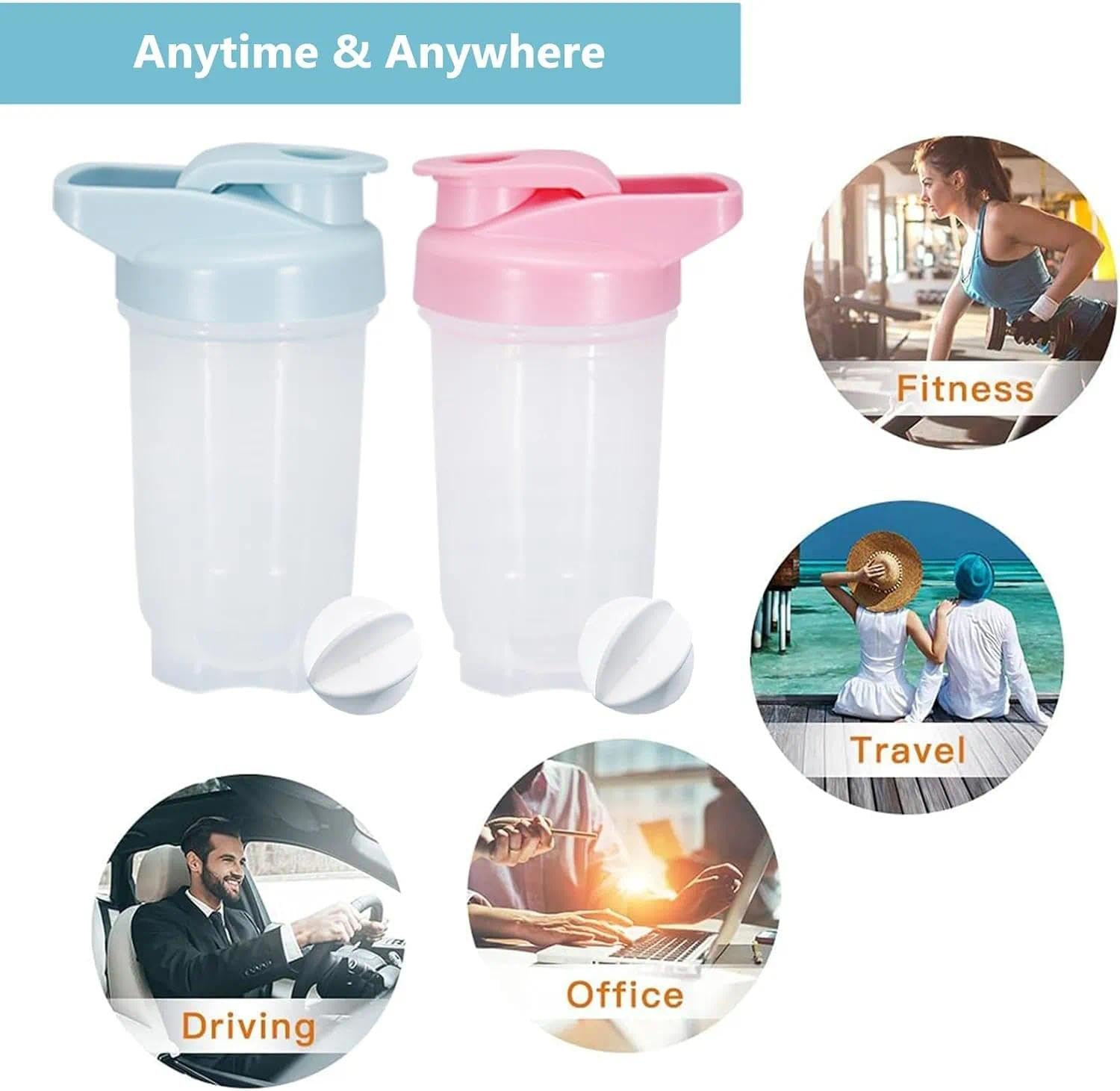 Protein Shaker Bottle, 300 Ml Capacity, BPA Free, Eco-Friendly, Durable, Whisk Balls Included, Ideal for Gym - Compatible with Popular Models, Ermaoo (2-Pack)