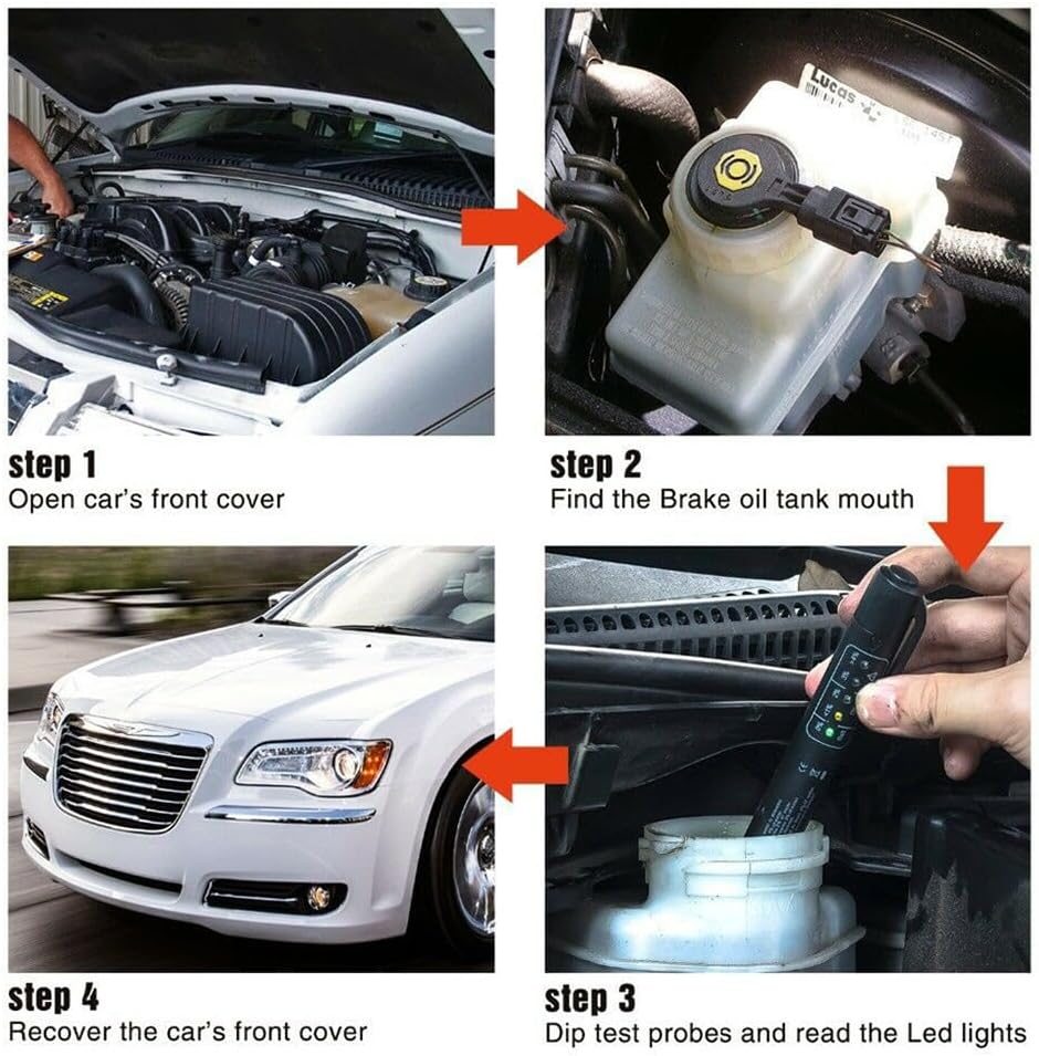 Brake Fluid Liquid Tester Pen, Hydraulic Fluid Liquid Oil Moisture Analyzer with 5 LED Indicators, Auto Brake Diagnostic Testing Tool, Car Accessories Check Engine (Not Equipped with Batteries） image number 5