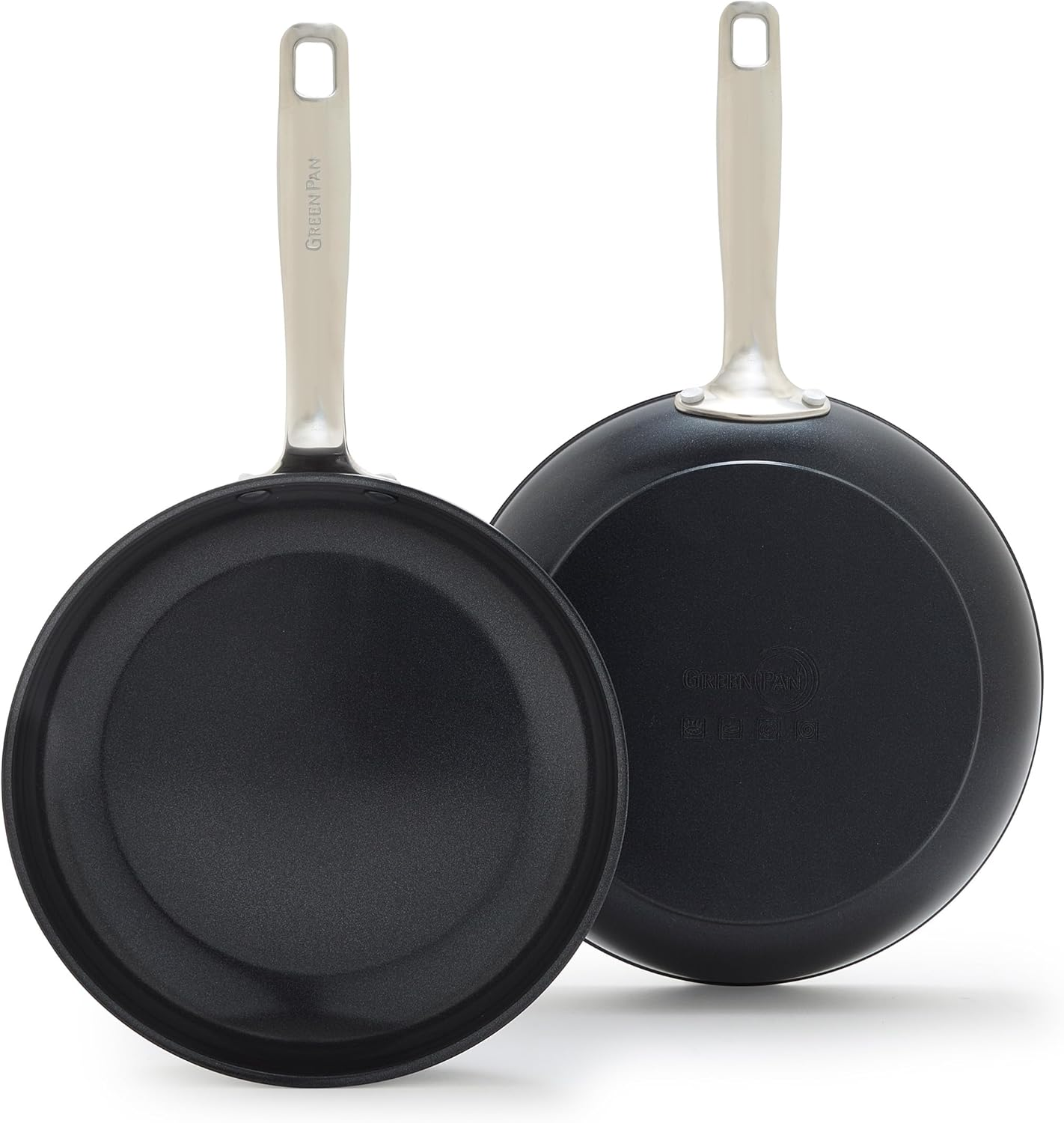 Greenpan Prime Midnight Hard Anodized Healthy Ceramic Nonstick 20 Cm and 28 Cm Frying Pan Skillet Set, Pfas-Free, Dishwasher Safe, Oven Safe, Black