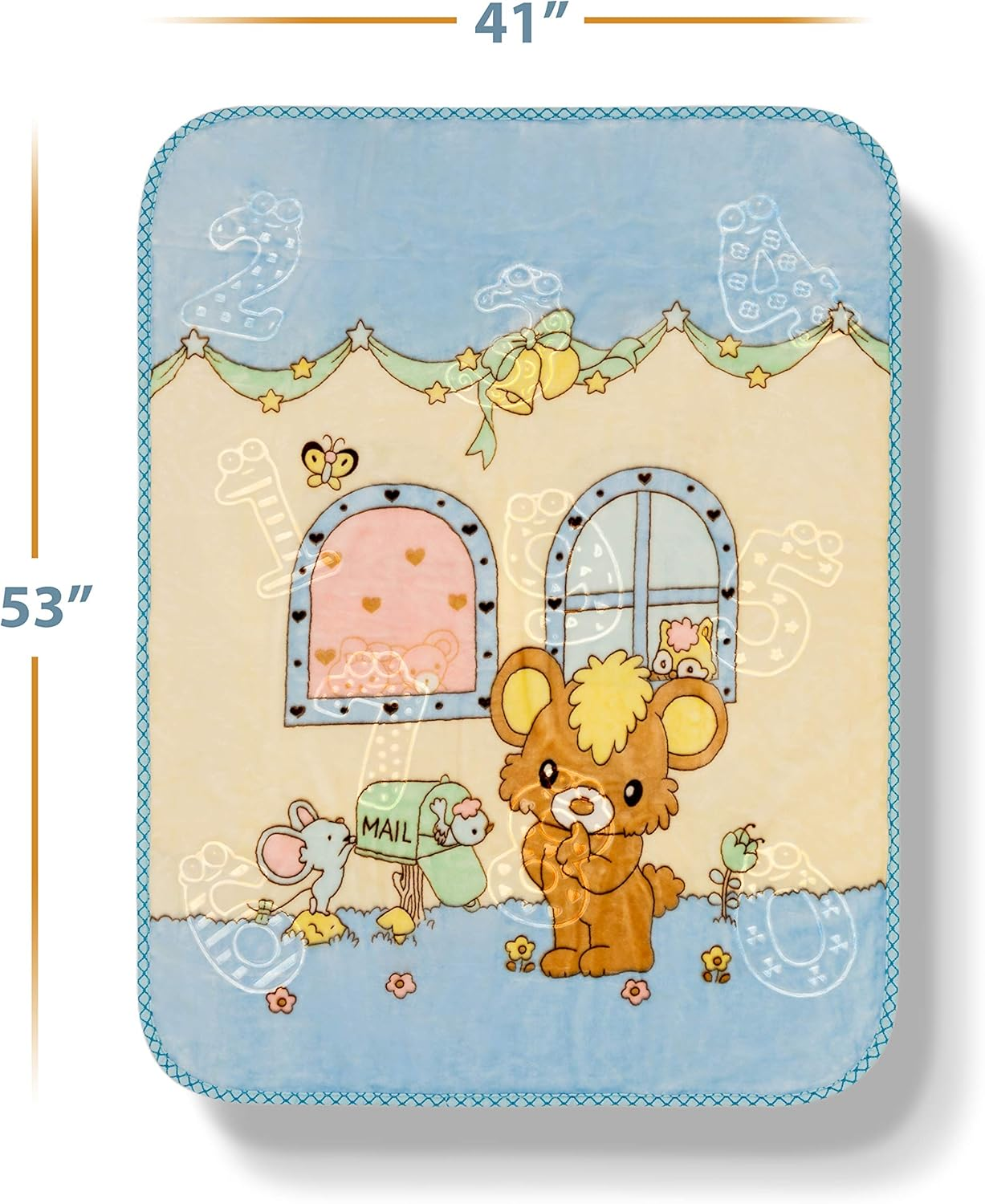 Extremely Soft Plush Mink Baby Toddler Blanket - Versatile Crib and Stroller Cover for Newborn Infants, Toddlers and Kids - Warm Fluffy and Breathable Nursery Cover - 41" X 53" Blue image number 2