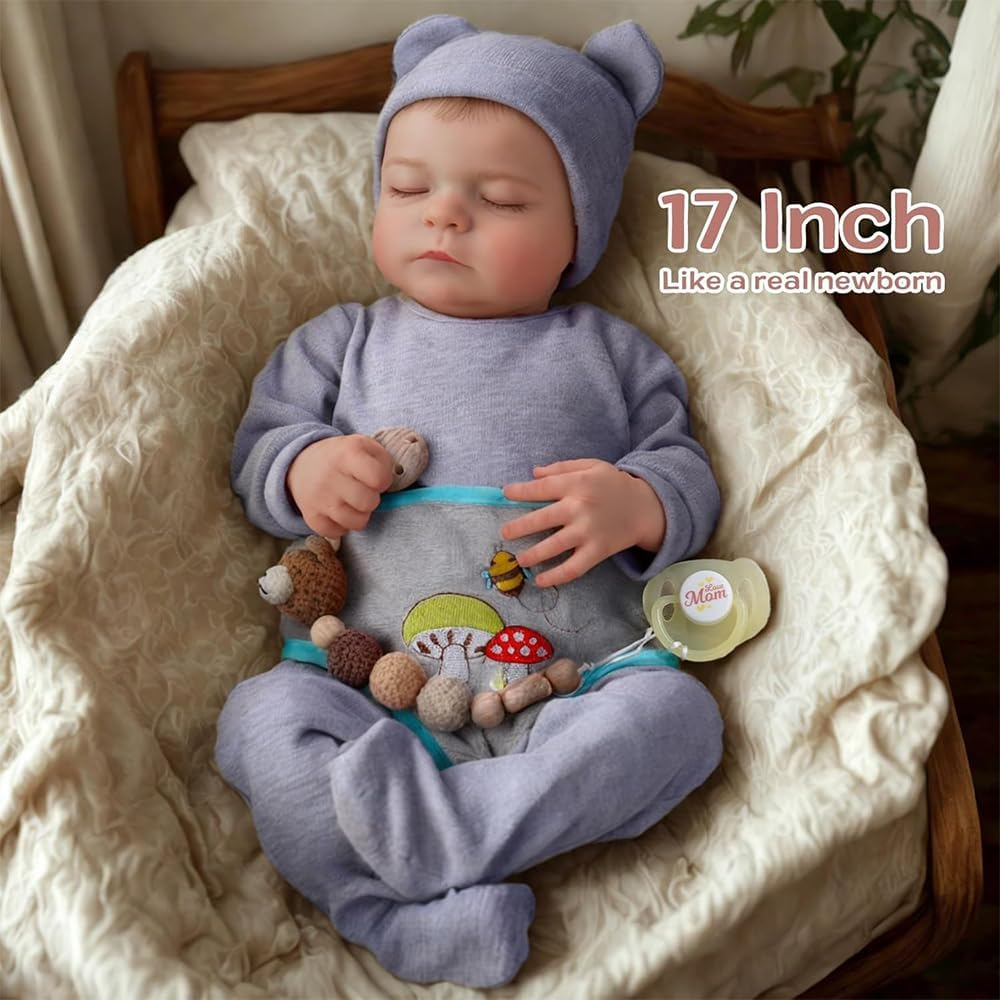 TKYFOYS Realistic Sleeping Baby Doll, 18 Inches Reborn Baby Dolls Boy Handmade Washable Reborn Babies Soft Vinyl Body, Reborn Baby Doll Looks like a Real Baby (Closed-Eyes Boy) image number 6