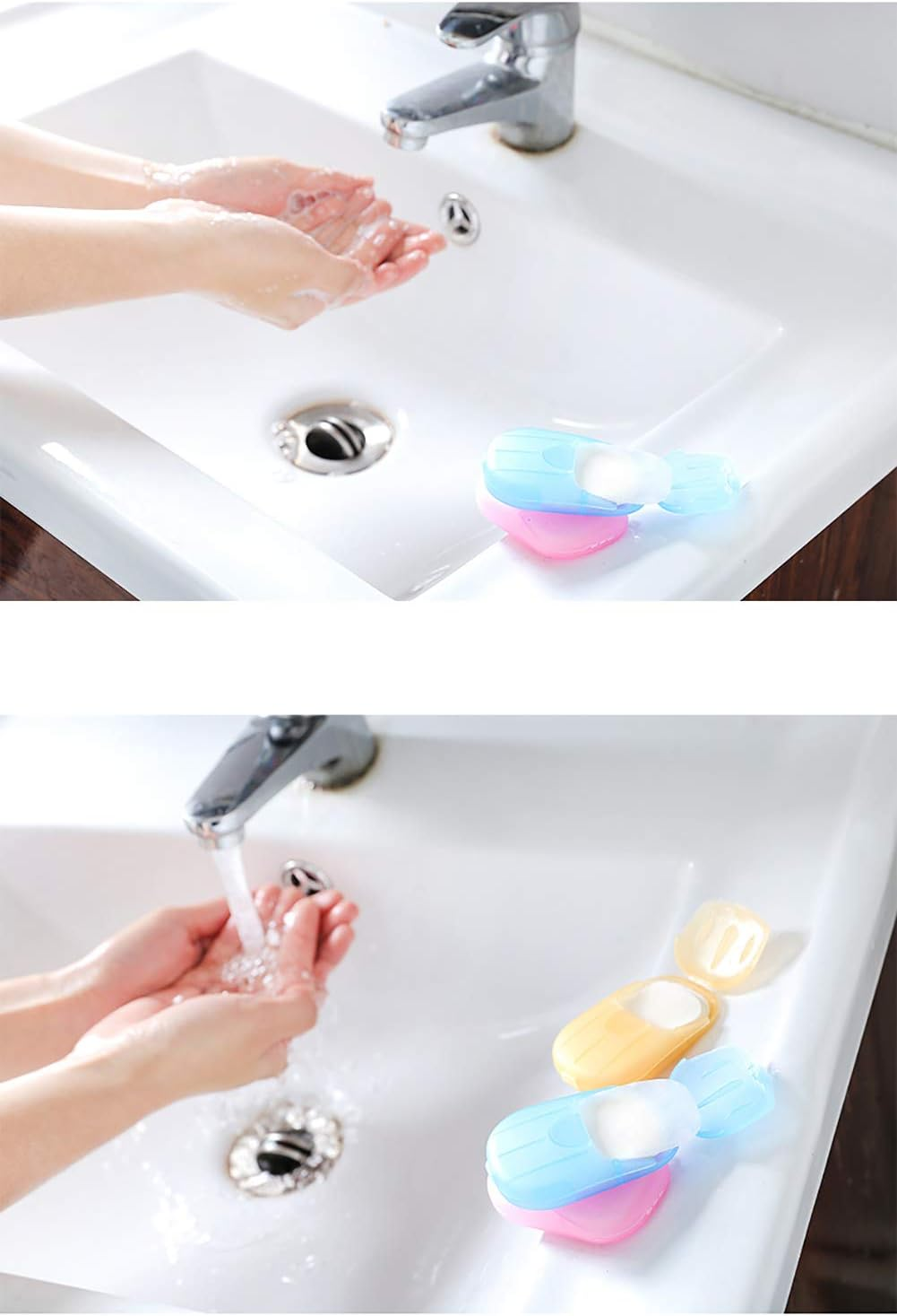 Cchude 6 Packs Portable Disposable Paper Soap Sheets Hand Washing Bath Scented Paper Soap for Camping Hiking Travel