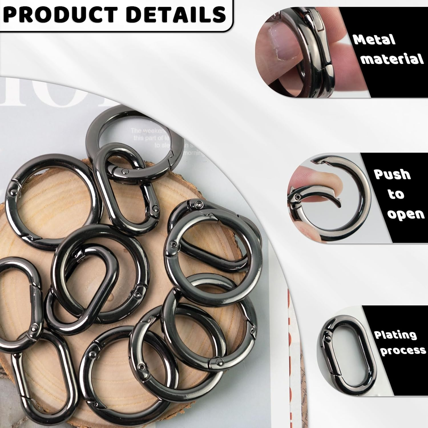 20 Pcs Small Carabiner Clip, Metal Oval Carabiner, round Clips Key Ring Clip, Quick Release Car Key Ring Suitable for Wallet, Purse, Bag, Charms, Keychains, Outdoor Camping image number 6