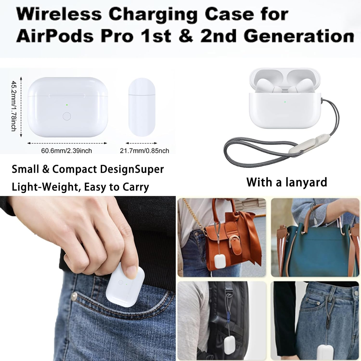 Wireless Charging Case Replacement for Airpods 1 2 Pro Compatible for Airpod Pro 2 3 Generation Charging Case with Pairing Sync Button Support Wireless Charger Cas (Airpod Pro USB-C) image number 2