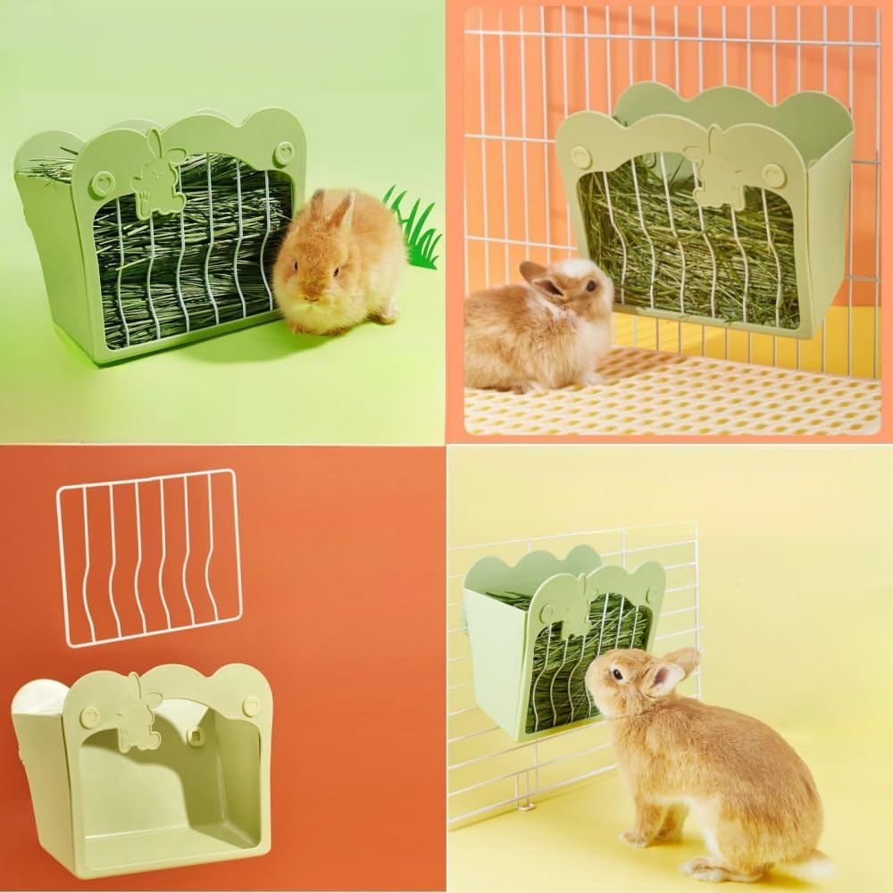 GYWHOOFT Rabbit Feeder, Hanging Hay Holder for Small Animals, Rabbits, Dwarf Rabbits, Guinea Pigs (Green) image number 2