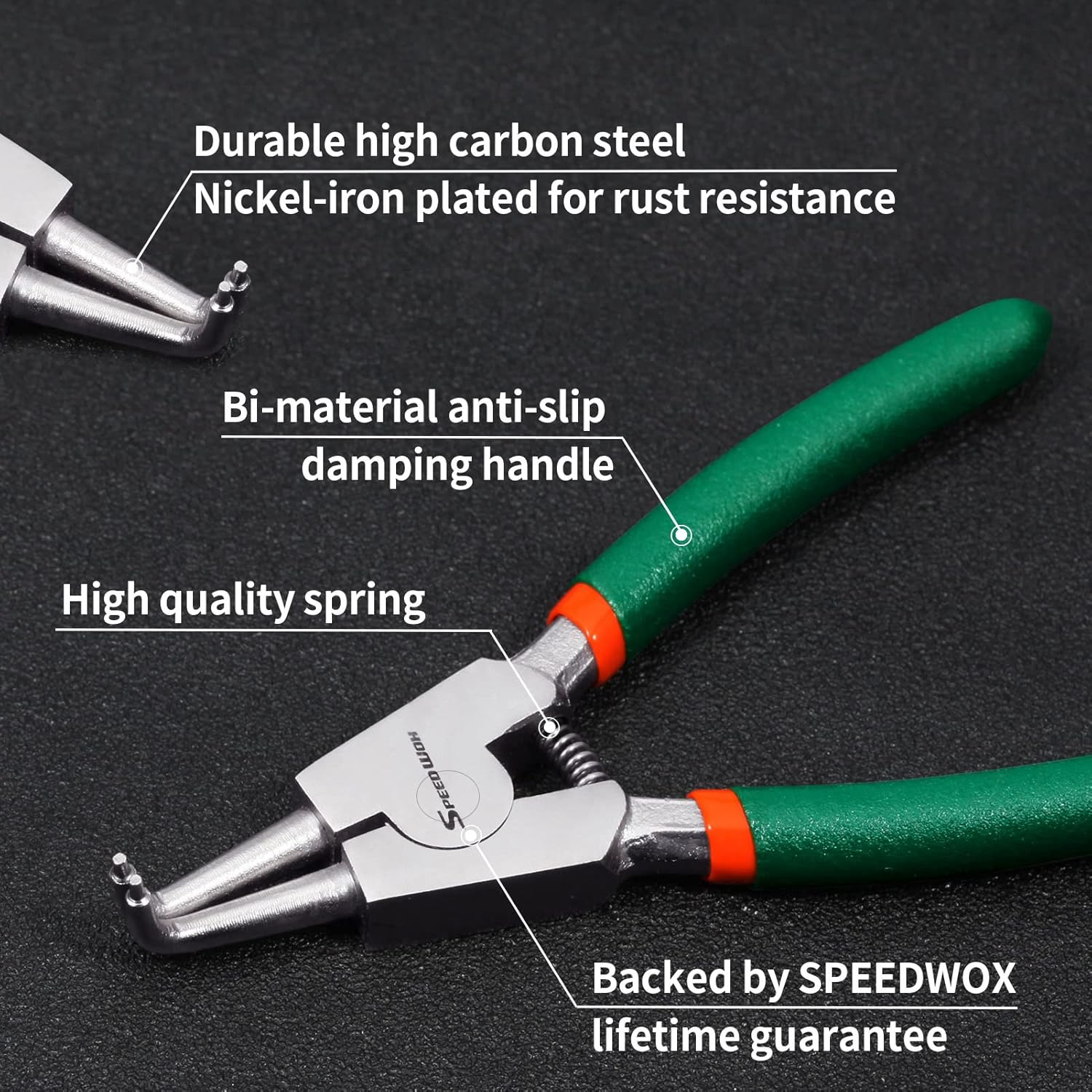 SPEEDWOX 4 Pcs Snap Ring Pliers Set 5-Inch Internal External Circlip Pliers Kit Precision Cir-Clip Retainer Ring Pliers Straight and Curved Jaws for Ring Remover Retaining image number 5