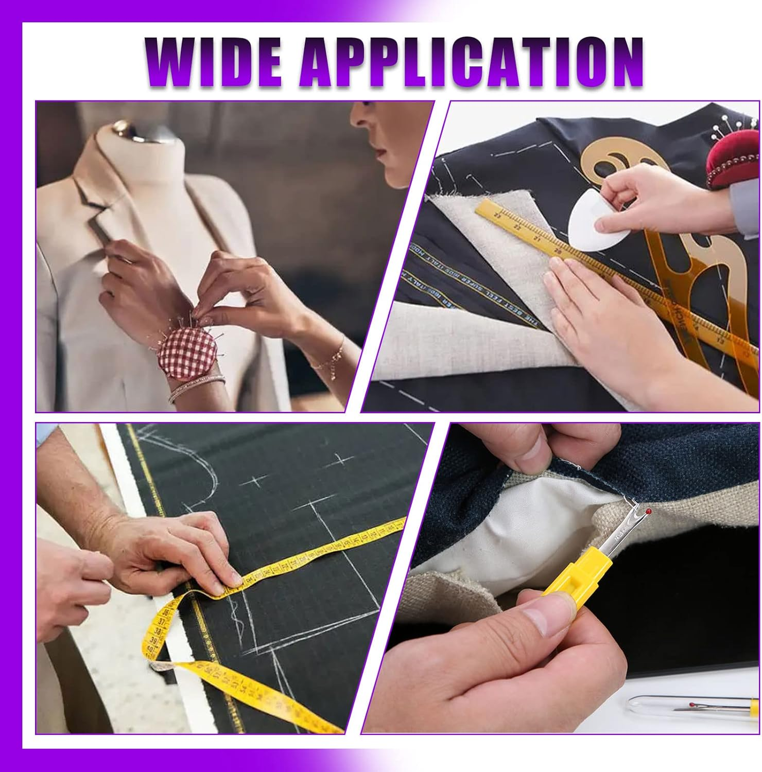 Swpeet 518Pcs Sewing Tools Kit, 10Pcs Professional Tailor'S Chalk, 1Pcs Sliding Gauge and 4Pcs Seam Ripper with 500Pcs Quilting Sewing Pins and 2Pcs Snip Scissor Assortment Kit, Thread Remover image number 5