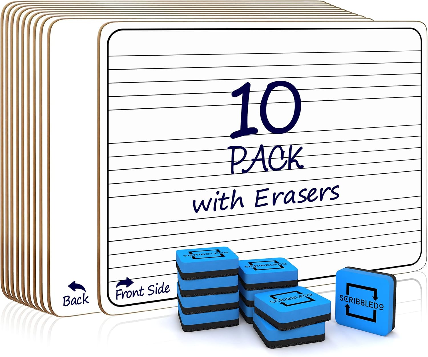 10 Pack Dry Erase Staff Music Lap White Boards 9"X12" L Write Musical Notes and More (Double Sided Mini Whiteboards) Erasers Included image number 5