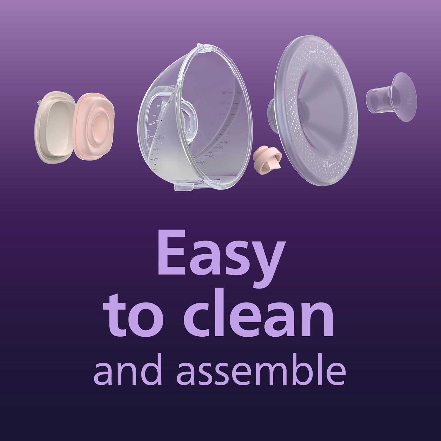 Philips Avent Hands-Free Double Electric Breast Pump, Hospital-Strength Motor, Mimics Baby'S Drinking Rhythm, Pumps up to 85 Times per Minute, 2 Collection Cups, Breast Shield (21,24 Mm), 2X Breast Shield, 2X 19Mm Inserts, SCF532/11 image number 4