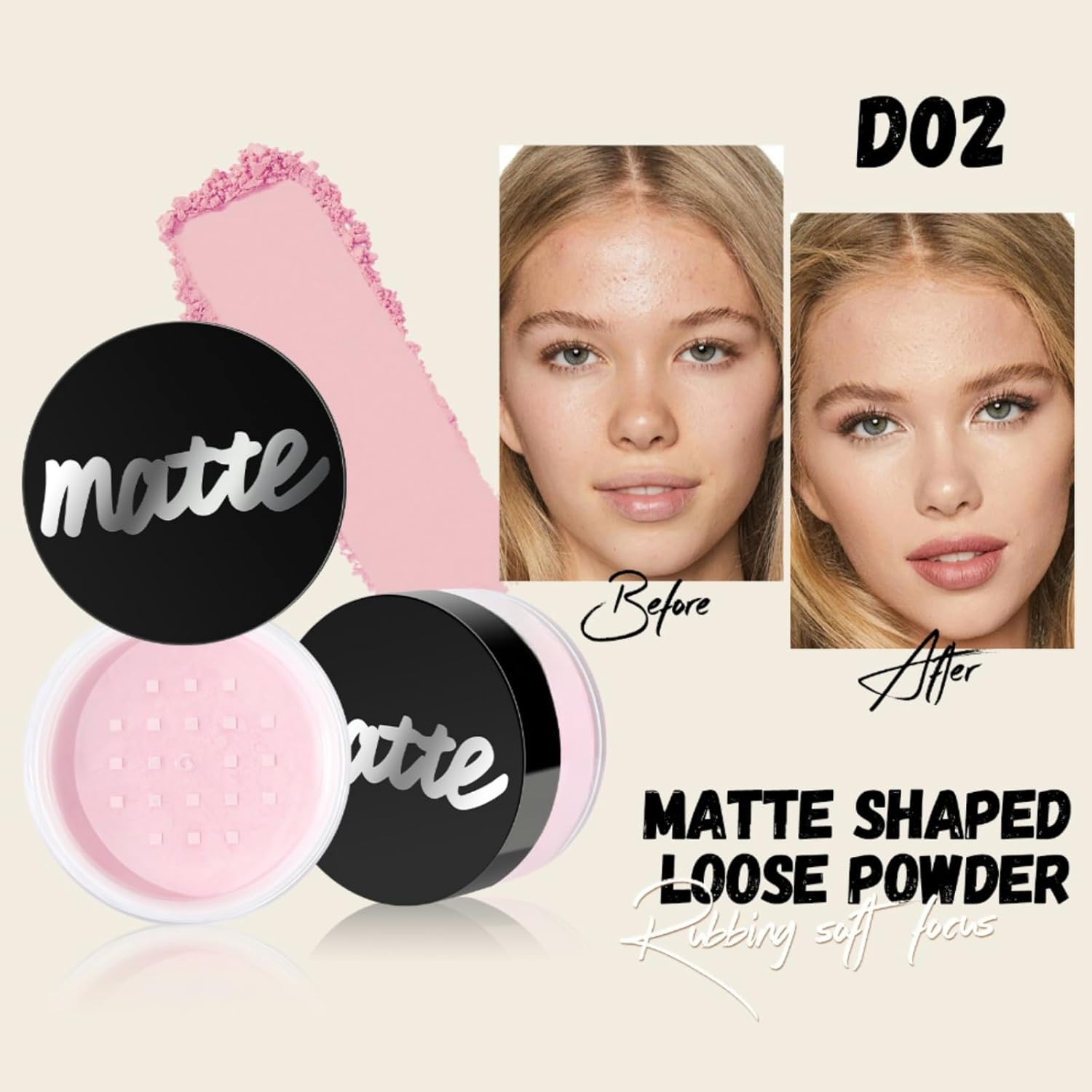 Loose Setting Powder, Lightweight & Mattifying, Long-Lasting Finish, 6G(Light Pink#02) image number 1