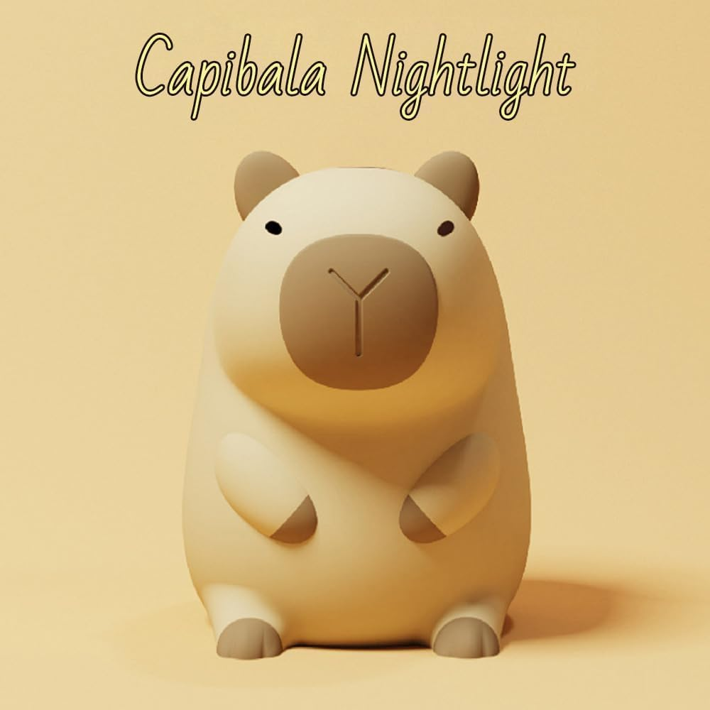 Night Light,Cute Capy-Bara Animal Soft Silicone Touch Control Lamp with Timer Dimmable, Portable Rechargeable Room Bedside Desk Decor Valentine'S Day Birthday Xmas Gifts for Camping image number 5