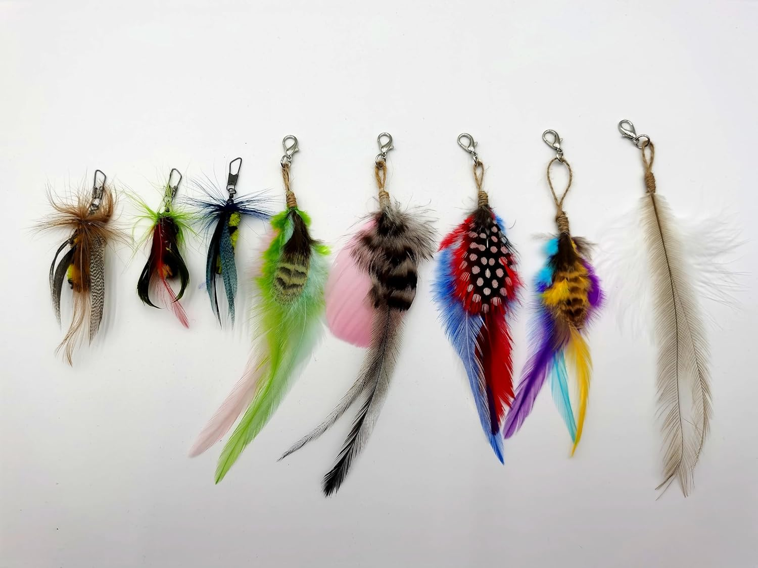 CYBERNOVA 8 PCS Colorful Cat Replacement Feathers Refills for Interactive Cat Teaser Wand Toys(C) image number 2