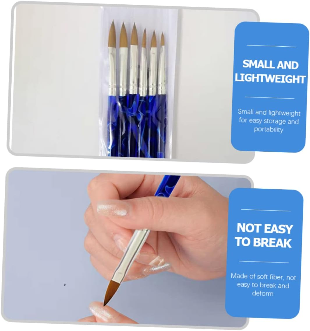 Baluue 6Pcs Nail Tools Kit Manicure Art Brush Pen Flexible Smooth Hair for Creative Nail Designs for Salon School image number 4