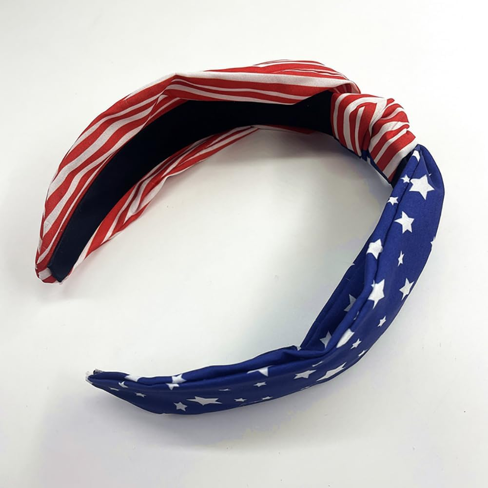 USA Flag Knotted Headband 4Th of July American Flag Headband Red White Blue Headband Patriotic Theme Headwear Headpiece Headpiece Hair Accessories For
