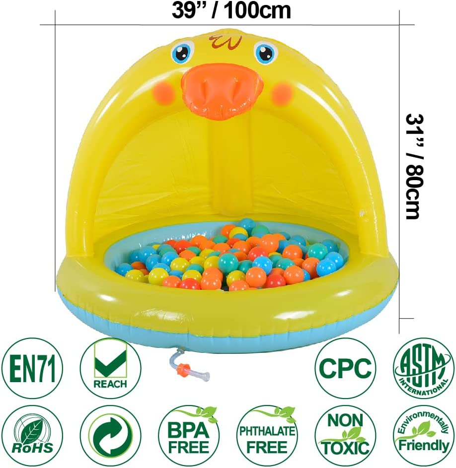 Shade Baby Pool, Sprinkle and Splash Play Pool, Outdoor Duck Bathtub of 39 Inches image number 2