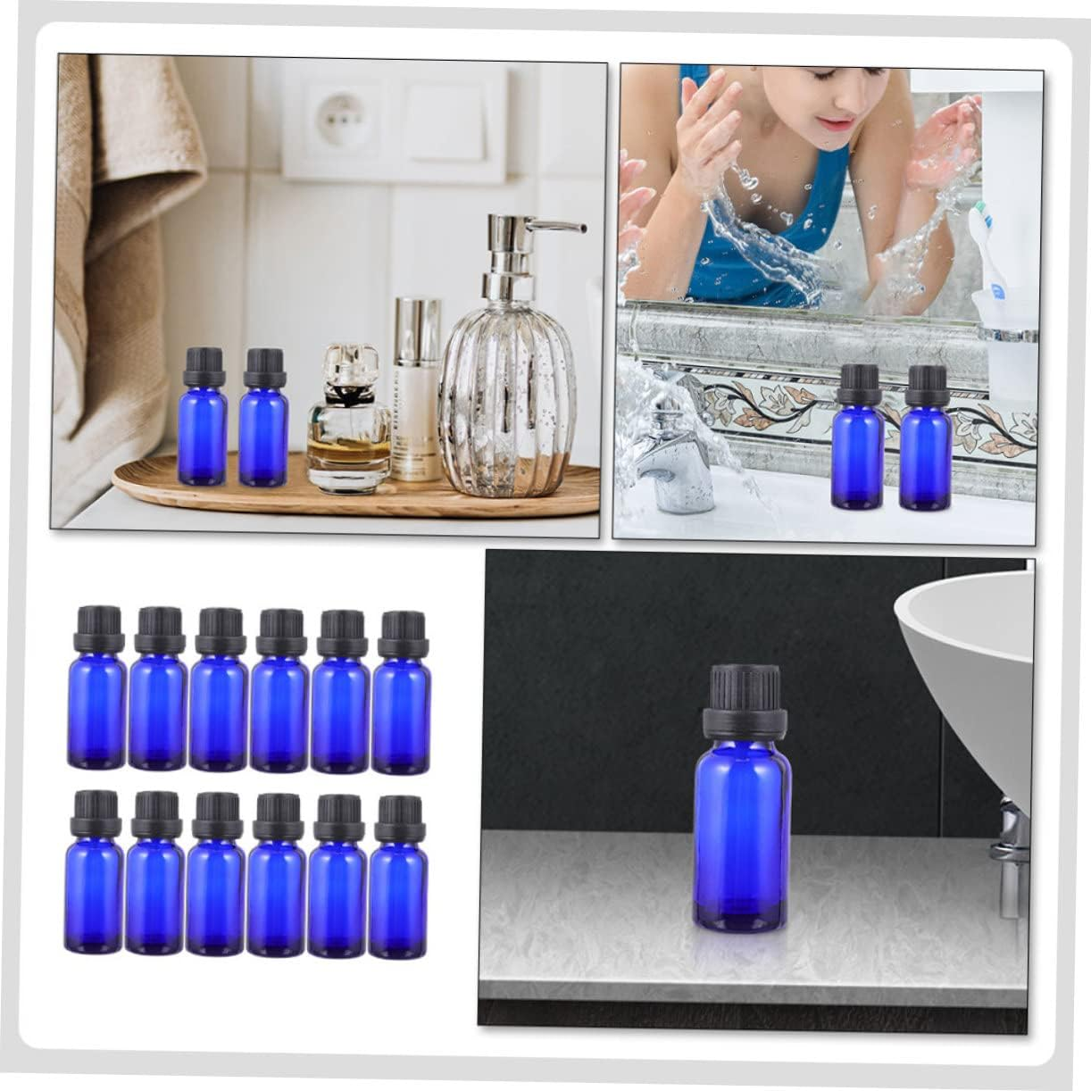 Yardenfun 20Pcs Essential Oil Bottles Small Glass Containers Orifice Reducer for Perfume Sample Bottles for Cuticle Oil image number 1