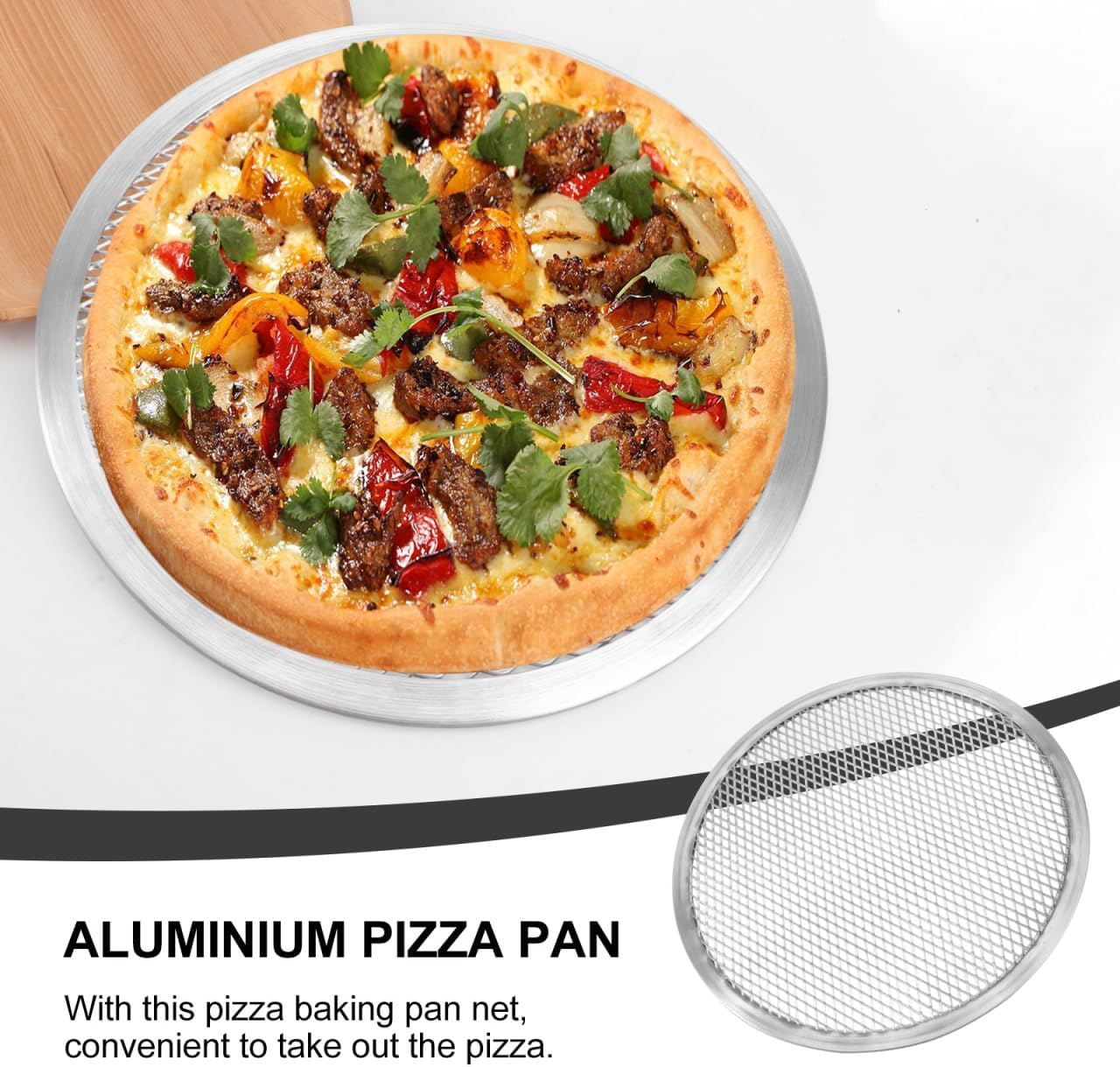 Luxshiny Non-Stick Aluminum Pizza Baking Tray Net with Perforated Design 13 Inch round Pizza Pan for Oven Home Restaurant Commercial Use image number 3