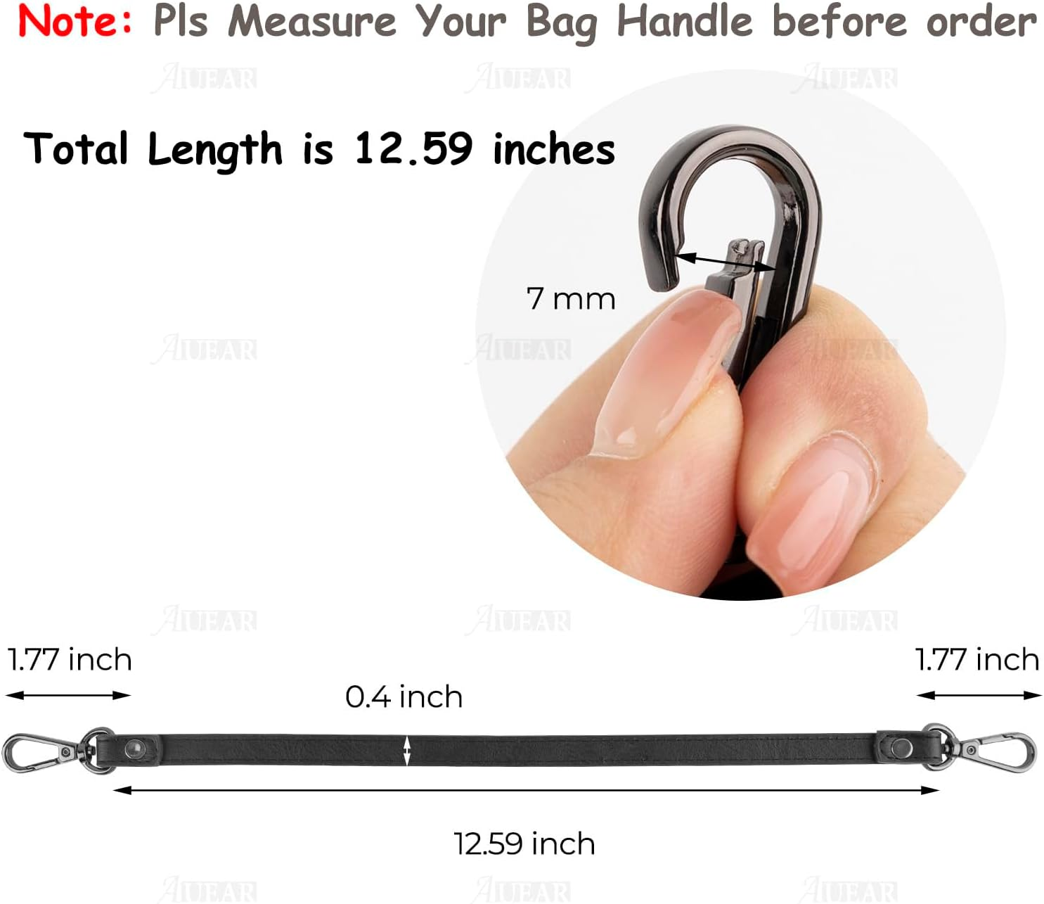 AUEAR, 2 Pack Leather Purse Strap Replacement Handbag Shoulder Bag Black with Gun Black Lock MC16752_GROUP1 image number 1