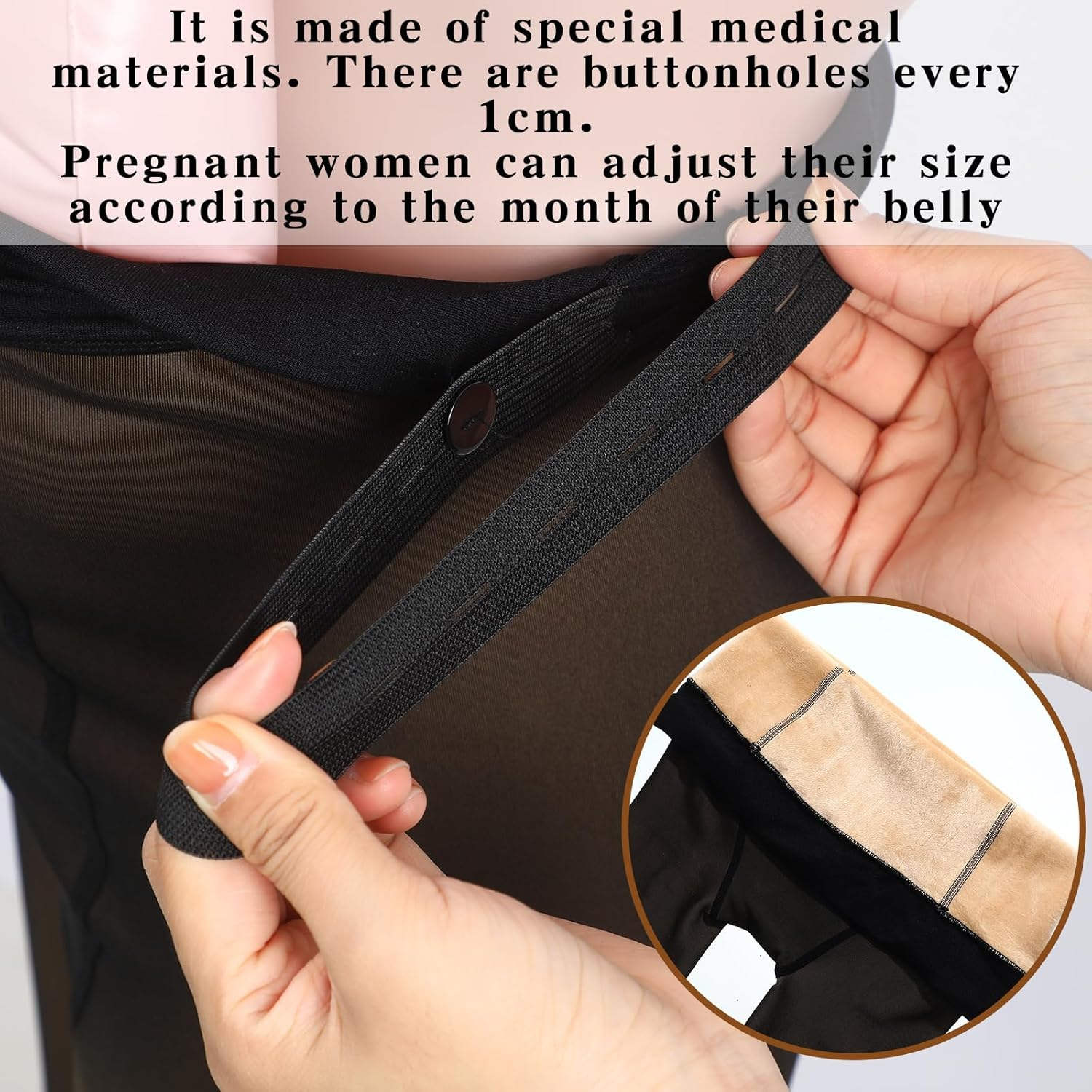 Bonuci 2 Pcs Women Maternity Pantyhose Winter Fleece Lined Tights High Waist Maternity Tights Stretchy Pregnancy Warm Tights image number 2