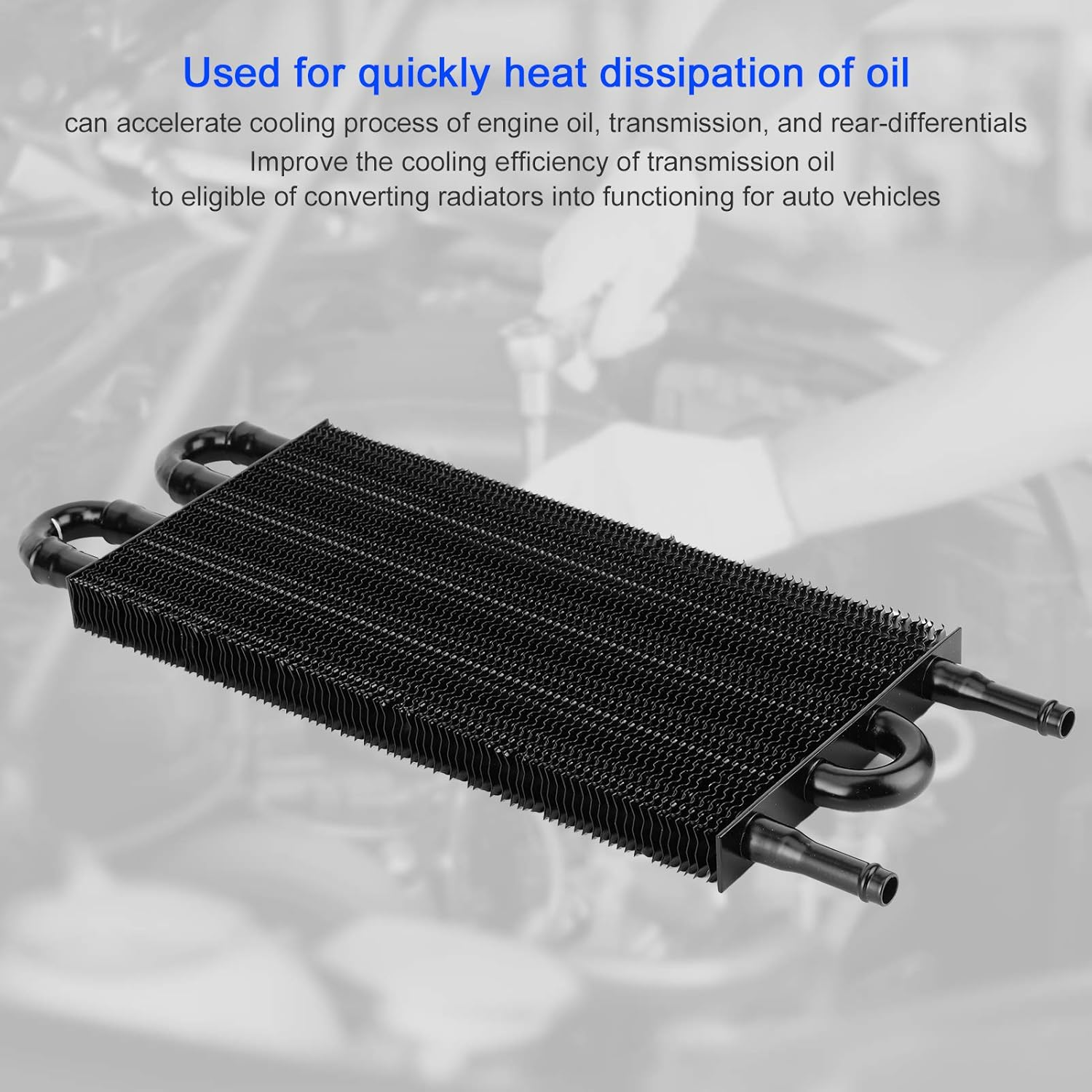 Aluminum Oil Cooler for Transmission and Power Steering Cooling, 4 Rows Black Radiator for Auto Vehicles image number 5