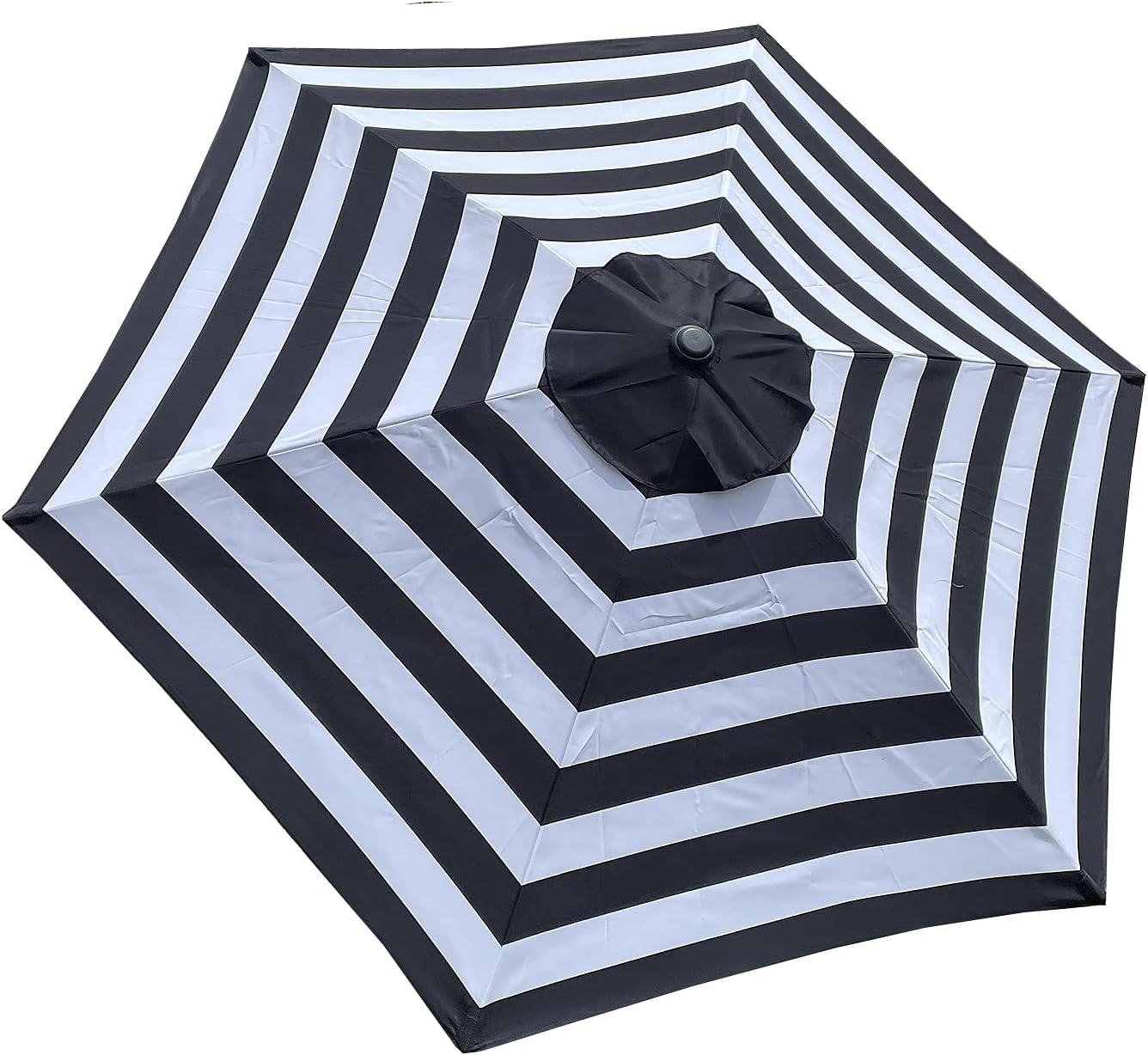BELLRINO Replacement 9 Ft 6 Ribs BLACK/WHITE STRIPE" STRONG & THICK" Umbrella Canopy (Canopy Only) image number 3