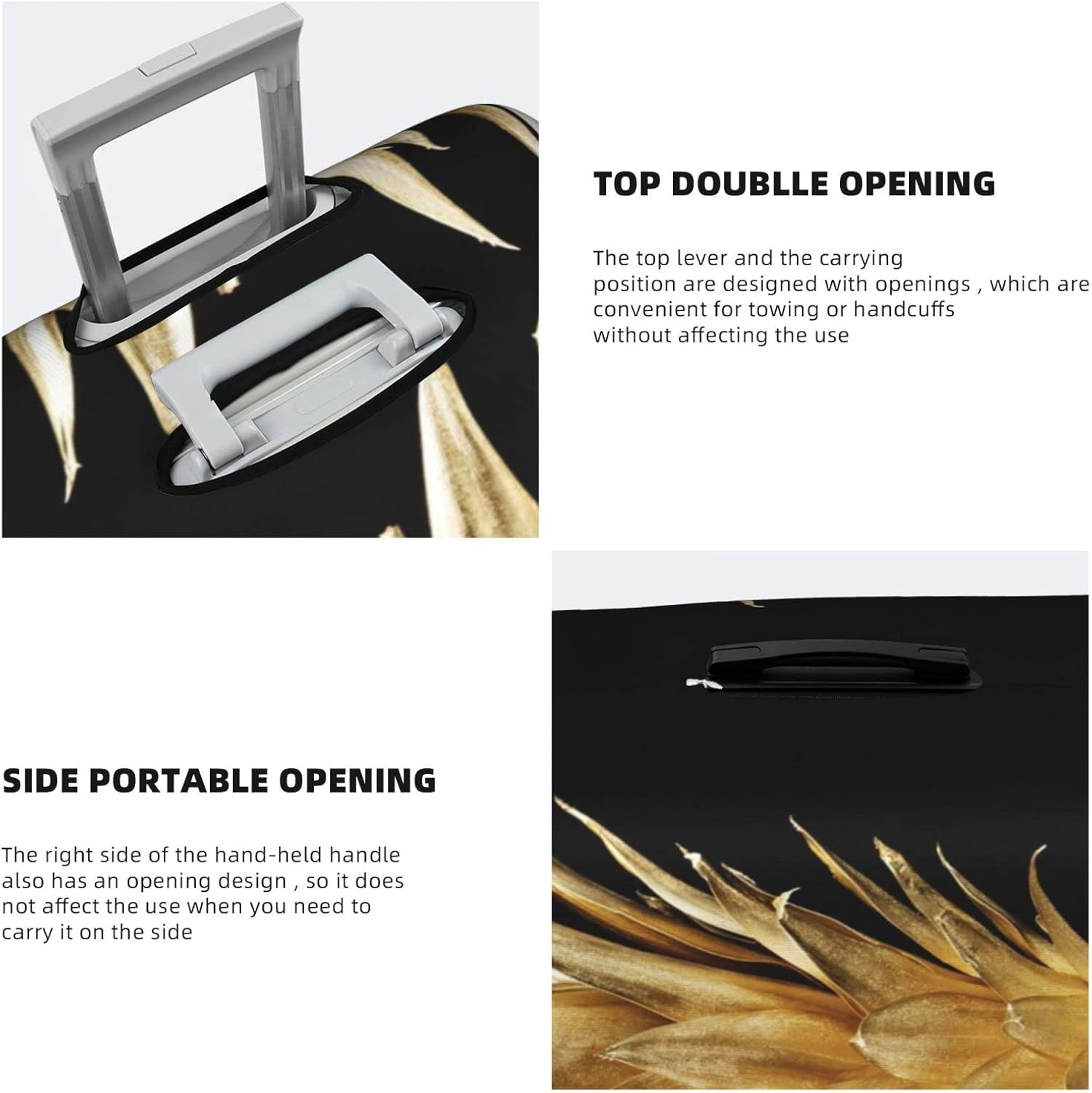 Obabo Butterfly Purple Travel Luggage Cover,Washable Suitcase Cover Protector Anti-Scratch Suitcase Cover Fits 18-32 In, Gold Pineapple, M image number 4