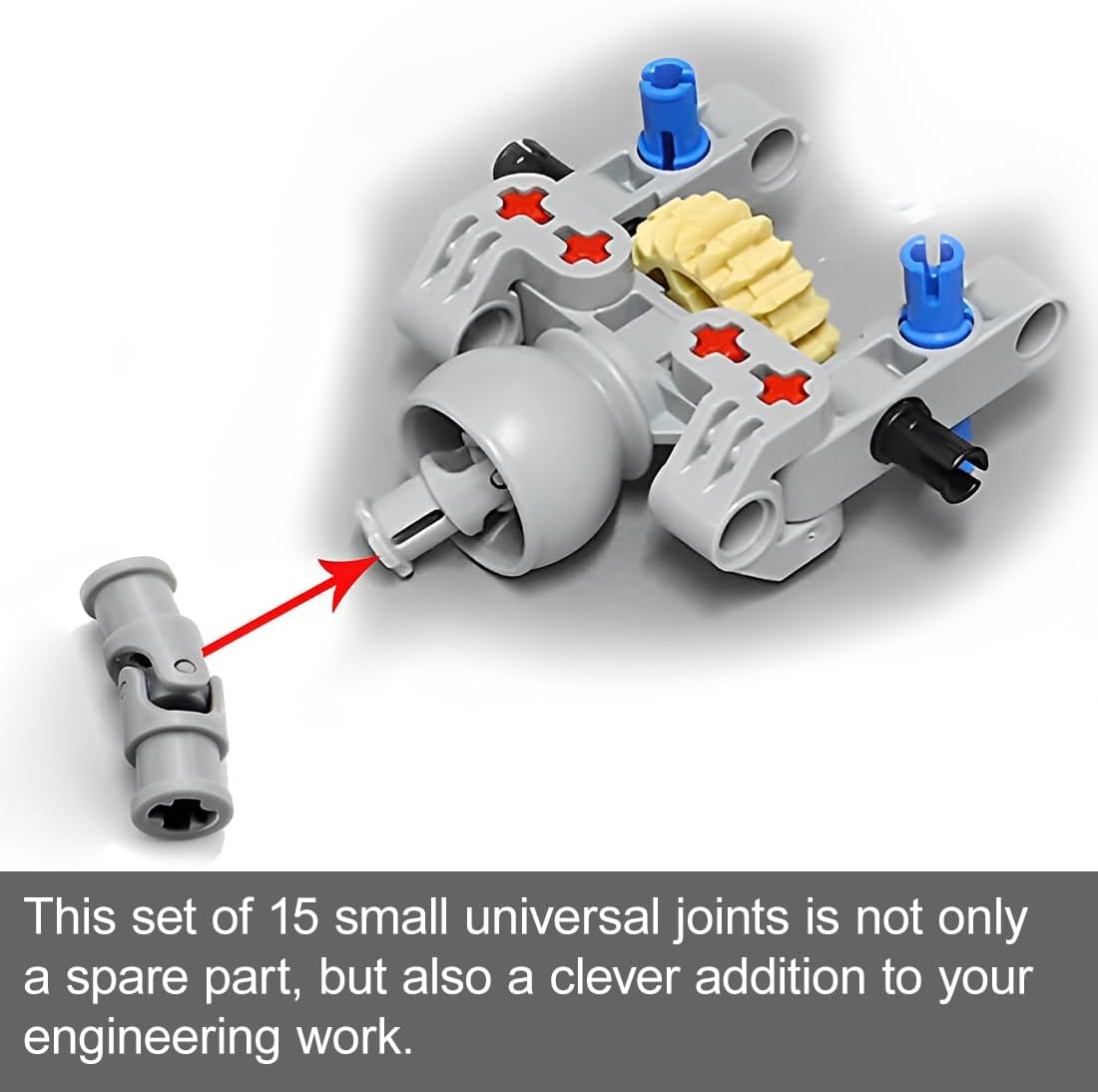 KEMUZ Pack of 15 Small Universal Joints, 3 Pins, Replacement Parts Compatible with All Major Building Block Brands (Assembled) image number 4