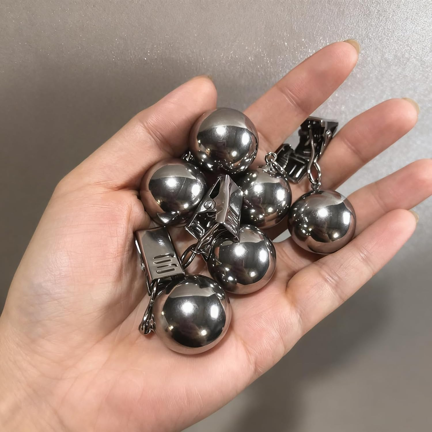 Freshfind 4 Pack Heavy Duty Tablecloth Weights Clips, 12Oz Stainless Steel Windproof Weights for Outdoor Picnic, Party, Camping, Ball Weights for Curtains, Flags, Table Covers - Silver