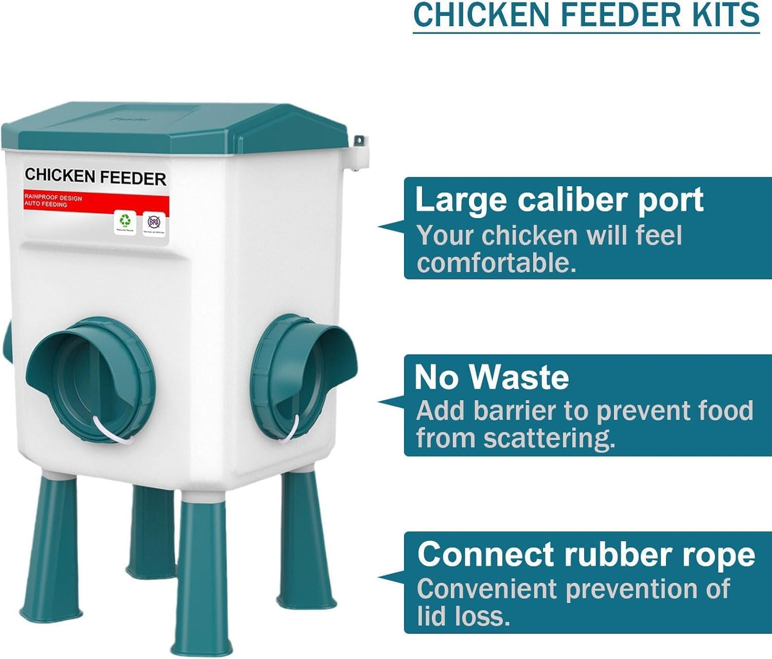 Chicken Feeder and Waterer, Hanging Poultry Feeding, Chicken Coop Accessories, Large Capacity 12KG + 11L Waterer Feeder Set, Automatic Chick Feeder and Waterer Set (Blue)