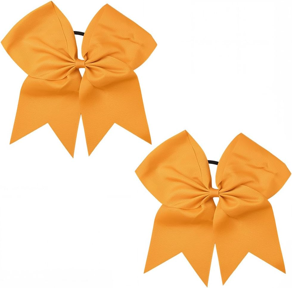 SUNNYCLUE 2Pcs Bow Hair Scrunchie Bow Scrunchies 20Mm Large Orange Soft Polyester Bowknot Hair Ties with Long Tails Elegant Elastic Rubber Bands for Women Adults Holiday Fashion Gifts Accessories image number 5