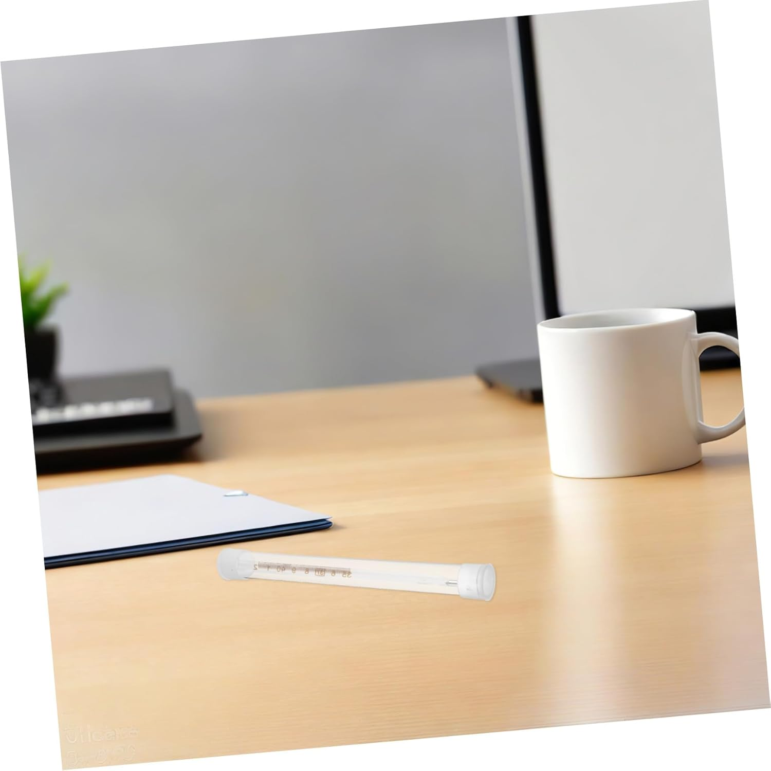 Amosfun 10Pcs Thermometer Storage Tubes Large Flat Plastic Protective Case with Seal Portable Needle Organizer for Travel Home Clinic Use image number 2