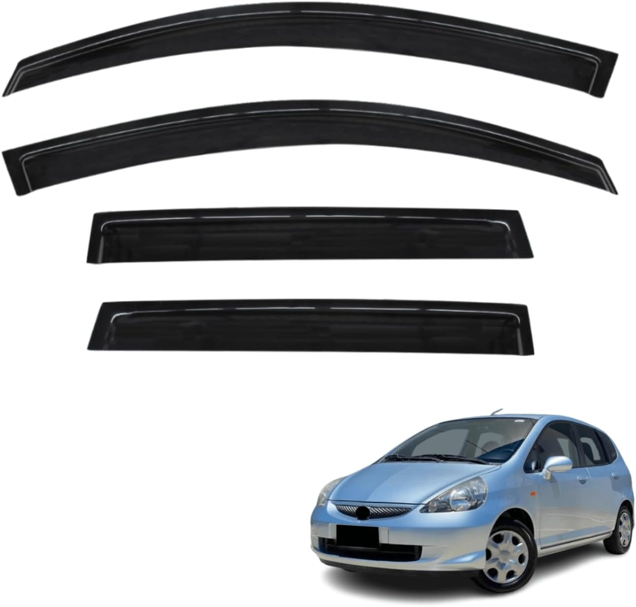 OAD4X4 Weathershields Compatible with Honda Jazz GD 2002-2008, Weather Shields Window Visors Wind Deflectors Sun Rain Guard 4PCS Set