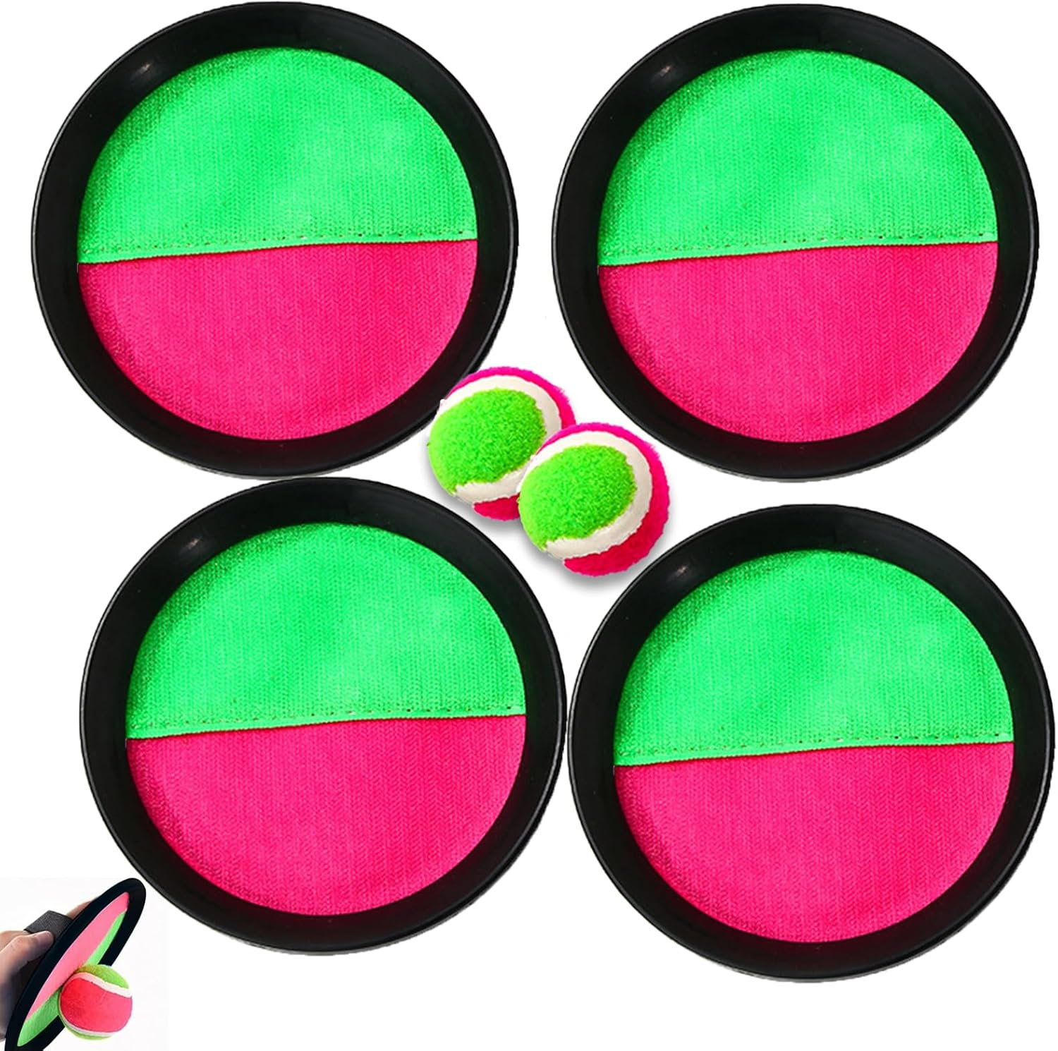 Woruykot Velcro Ball Pool Game, Outdoor Toy, Beach Toys, Outdoor Throwing Game, Velcro Ball Set with 4 Velcro Ball Paddles and 2 Velcro Balls, Ball Games for Outdoor Garden (Red) image number 3