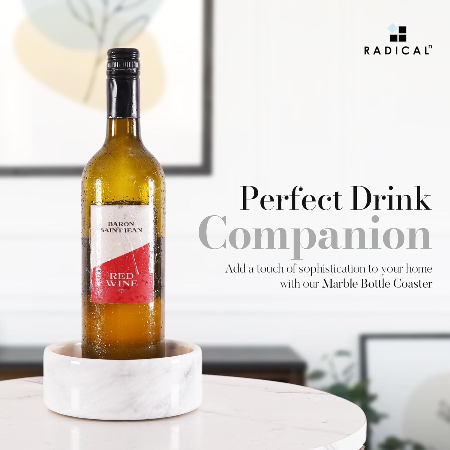 Radicaln Marble Wine Coaster White 5.5" Inch Handmade Drink Coasters Wine Stand - Used as Beer Coasters, Glass Coasters, Coaster Holder - Kitchen Counter D&eacute;cor Wine Accessories image number 2