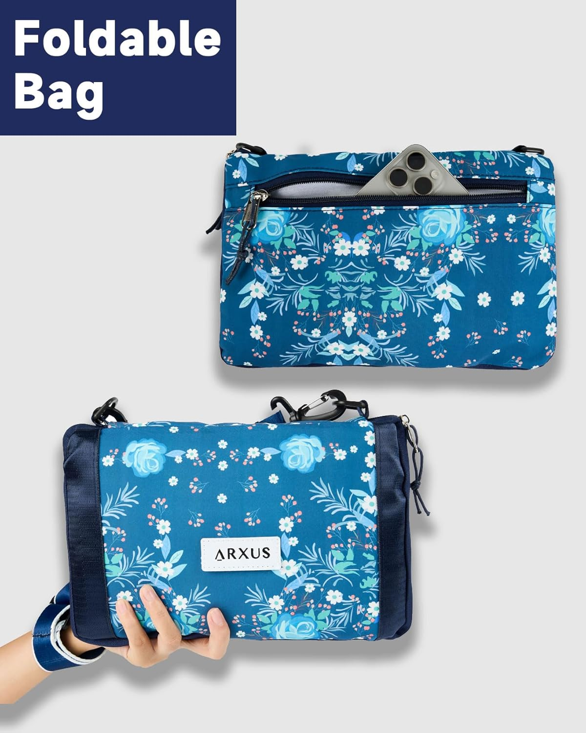 Arxus Large Folding Travel Duffle Bag, Expand Carry on Overnight Tote Bags for Women Airplanes with Luggage Sleeve, Waterproof Gym Weekend Bag with Wet Pocket image number 5