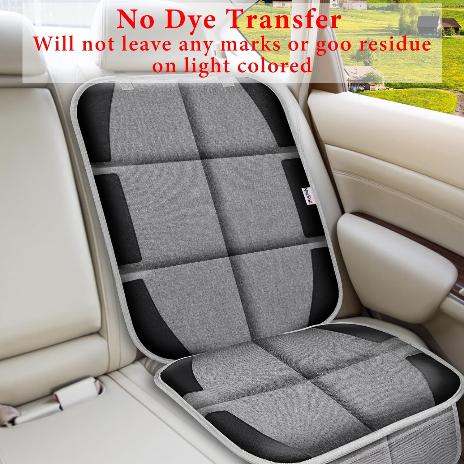 Meolsaek Car Seat Protector, Non-Slip Padded Backing Will Not Leave Imprint, Thickest Carseat Seat Protector for Child Car Seat 2 Pack for SUV, Sedan, Truck, Leather Car Seat (Black) image number 2