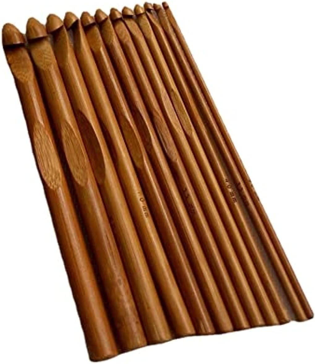 12Pcs 6" Bamboo Crochet Hooks Needle Knitting Hooks Knit Craft Weave Yarn 3 to 10 Mm Diameters image number 1