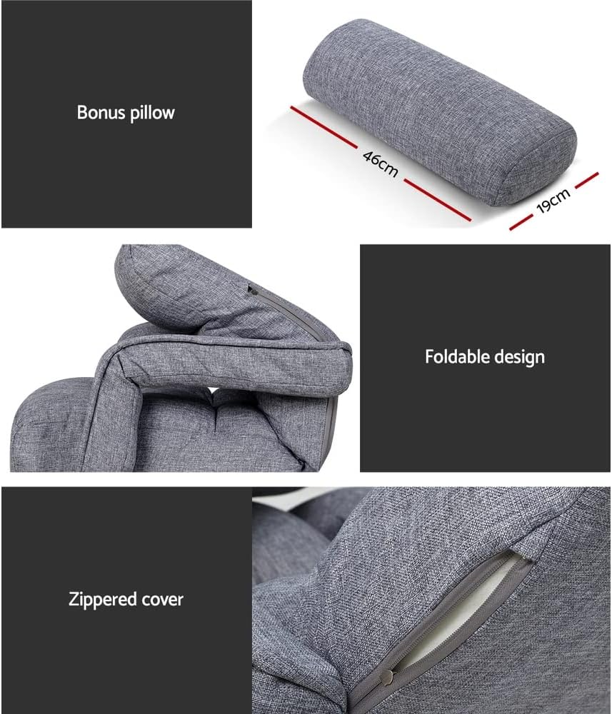 Artiss Floor Chair Sofa, Single Adjustable Futon Couch Cushion Floor Cushions Lounge Recliner Chair Lounger Office Outdoor Indoor Living Room Bedroom Furniture, Foldable Soft 150Kg Capacity Grey image number 3
