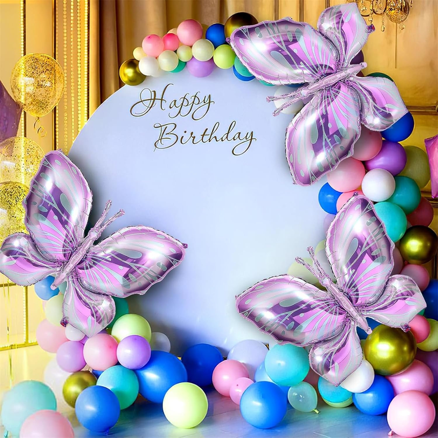 Purple Butterfly Balloons 6 Pcs Butterfly Foil Mylar Balloons for Butterfly Themed Party Wedding Birthday Party Baby Shower Decorations Supplies (100X66Cm) image number 4