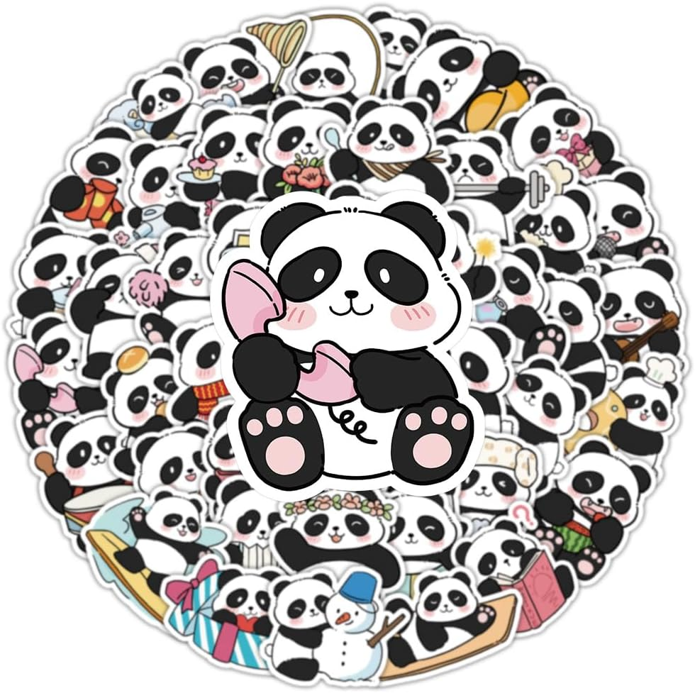 50PCS Panda Decoration Vinyl Decals Waterproof Stickers for Water Bottles Skateboard Luggage Laptop Motorcycle Bicycle Car image number 2