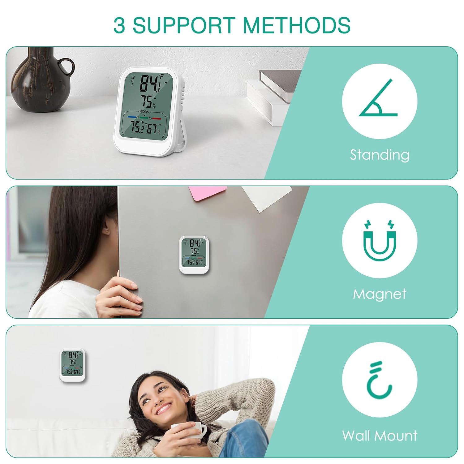 ORIA Digital Thermometer Hygrometer, Indoor Outdoor Thermometer with Wireless Sensor, Temperature Humidity Monitor Gauge with MAX/MIN, &deg;C/&deg;F, 328Ft/100M Range, for Home, Baby Room, Cellar, Greenhouse image number 1