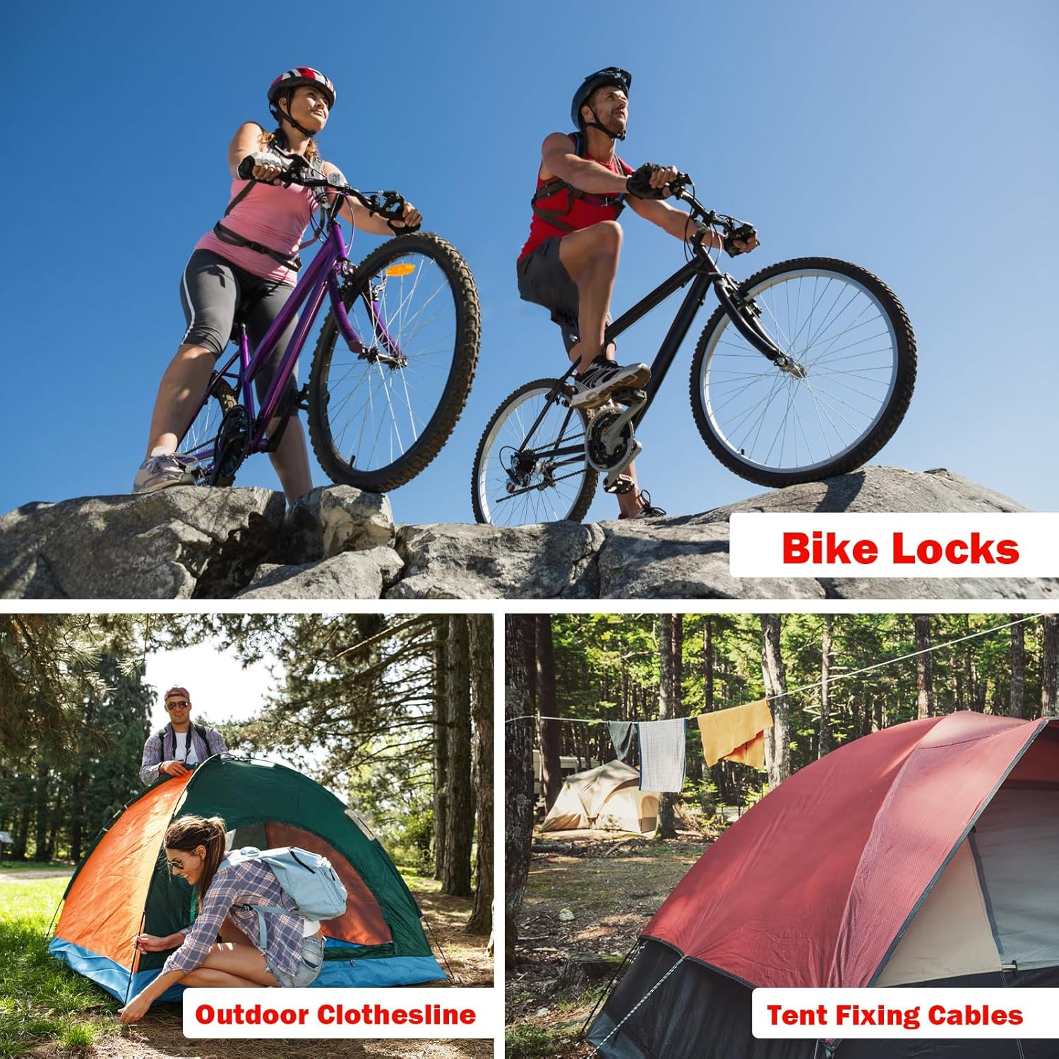 VIVBOO 1/8Inch Stainless Steel Security Cable 4/6/10/15FT Luggage Lock Safety Wire Flexible Steel Wire Rope with Double Loop (2 Pack) image number 1