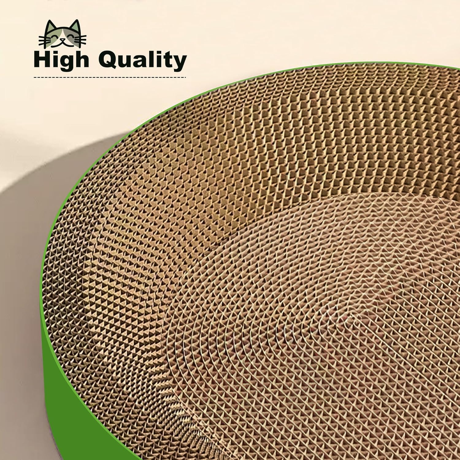 Upgraded Cat Scratcher Cardboard Bed Oval Cat Lounge 42Cm for Indoor Cats, Durable Corrugated Scratch Pad & Nest, Furniture Protector Kitty Scratching Couch image number 3