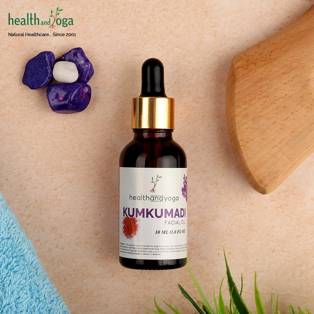Healthandyoga Kumkumadi Face Glow Oil - 100% Ayurvedic - Boosts Glow & Brightens Skin - Anti-Aging - Reduces Dark Spots, Pigmentation - for All Skin Types - 30 Ml image number 2